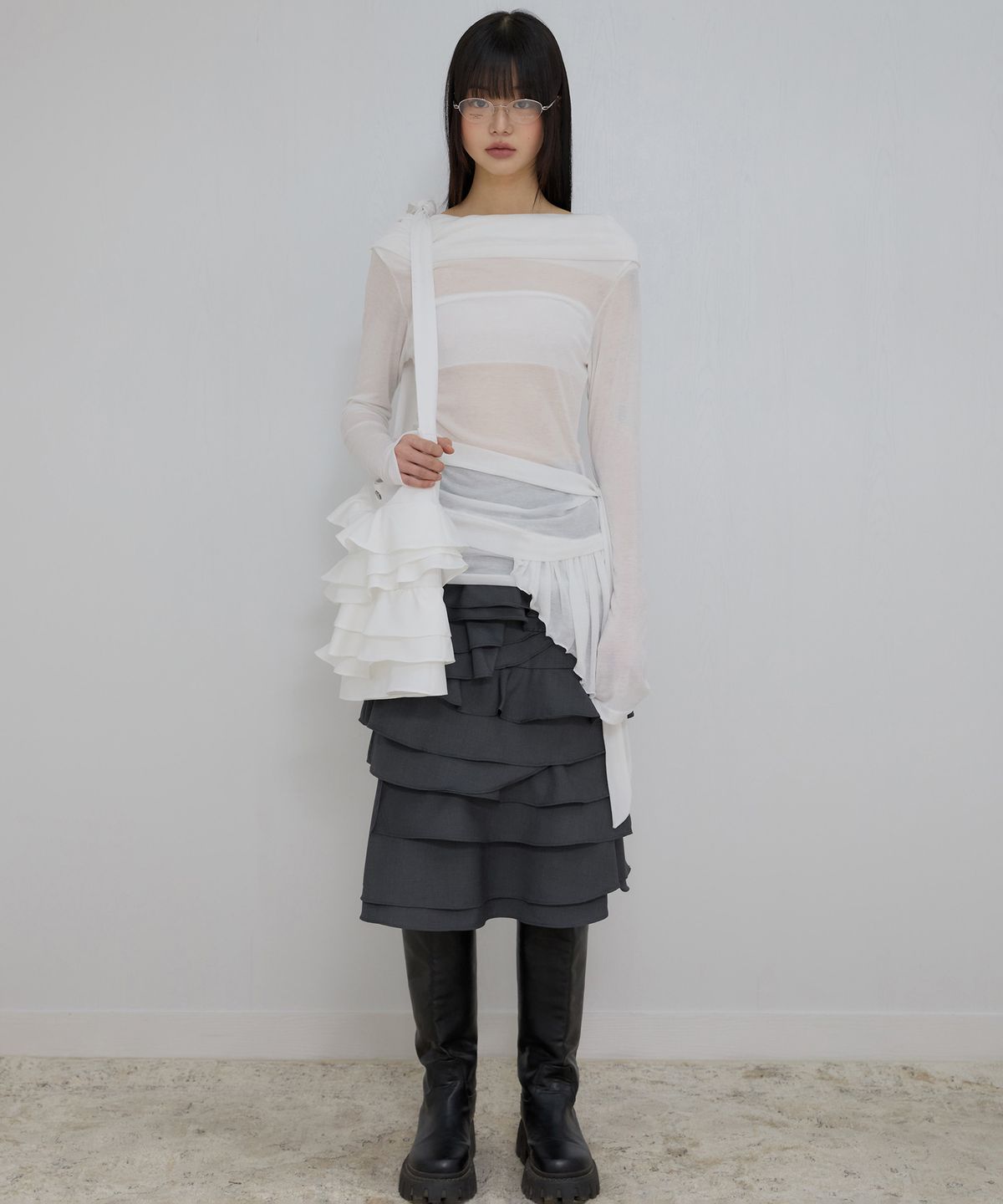 플레어업(FLAREUP) Faye Frill Long Sleeve (FL-160_White)