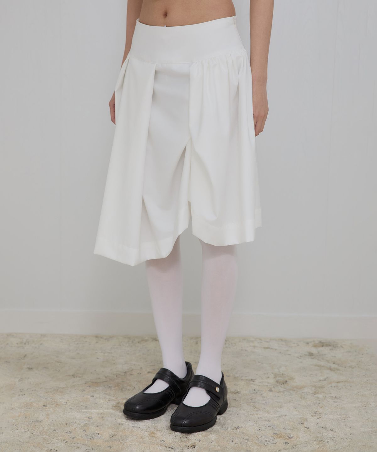 플레어업(FLAREUP) Asymmetrical Draped Midi Skirt (FL-248_White)