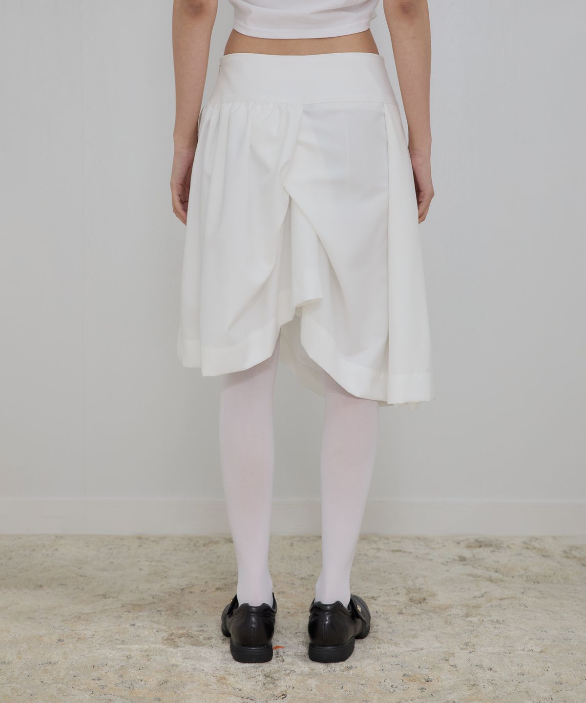 플레어업(FLAREUP) Asymmetrical Draped Midi Skirt (FL-248_White)