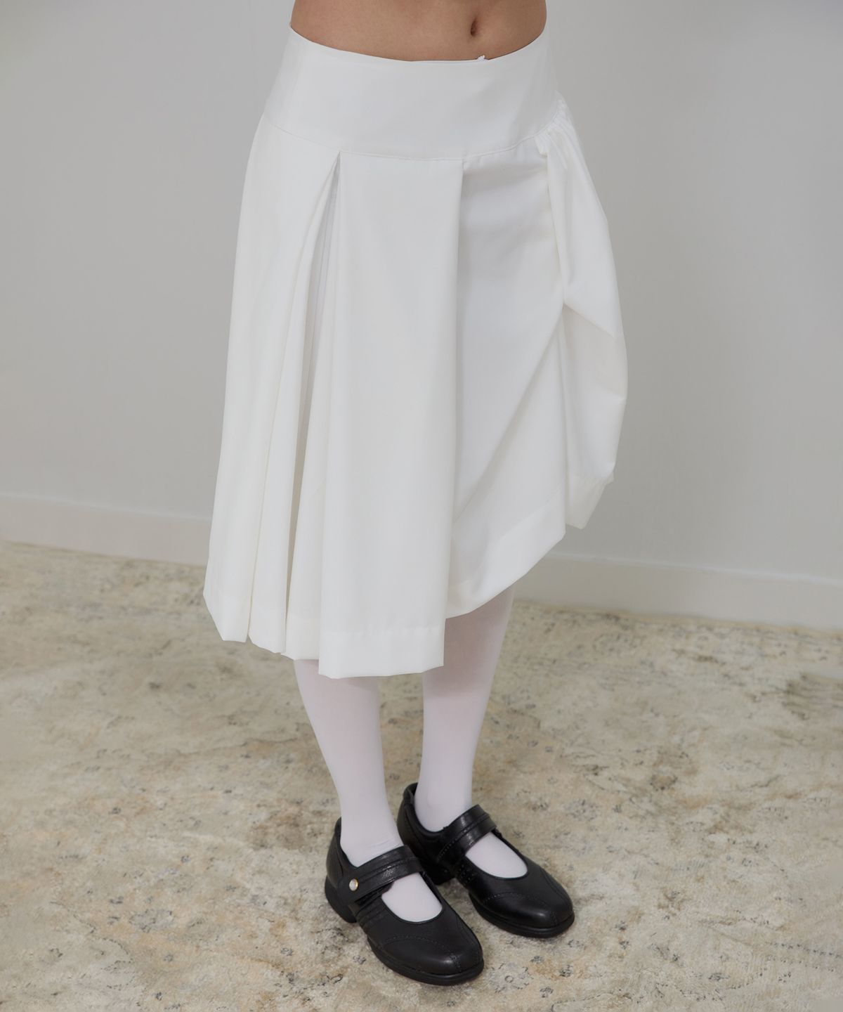 플레어업(FLAREUP) Asymmetrical Draped Midi Skirt (FL-248_White)