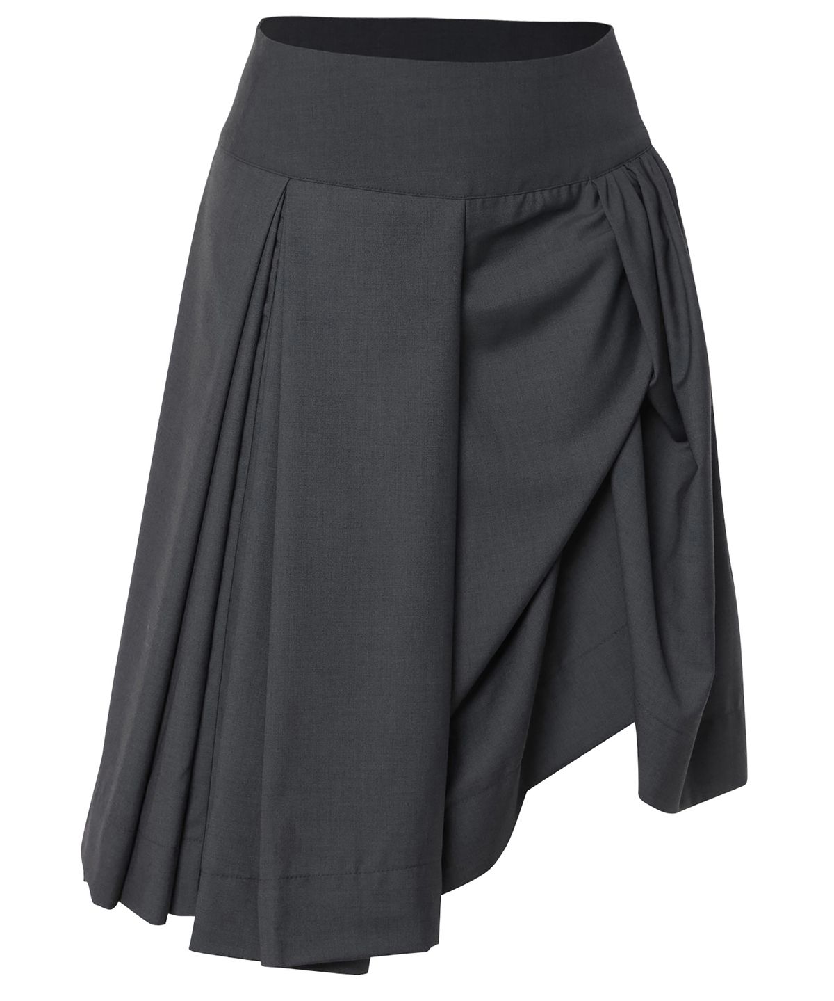 플레어업(FLAREUP) Asymmetrical Draped Midi Skirt (FL-248_Charcoal)