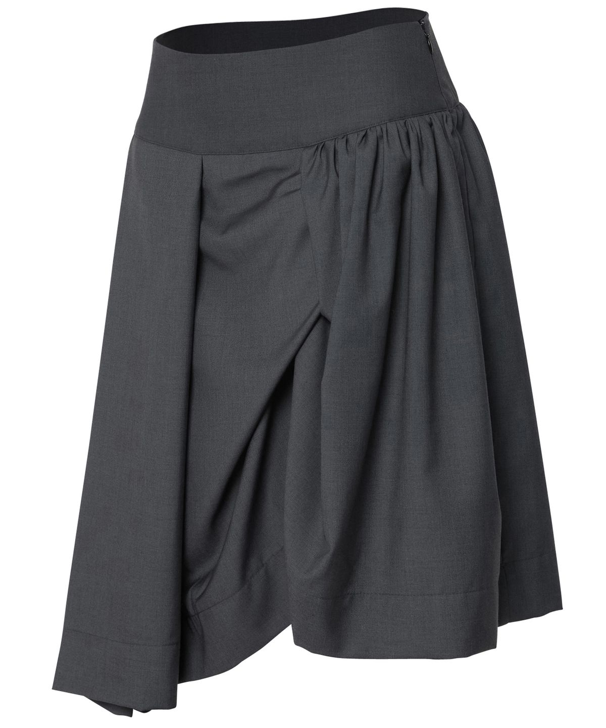 플레어업(FLAREUP) Asymmetrical Draped Midi Skirt (FL-248_Charcoal)