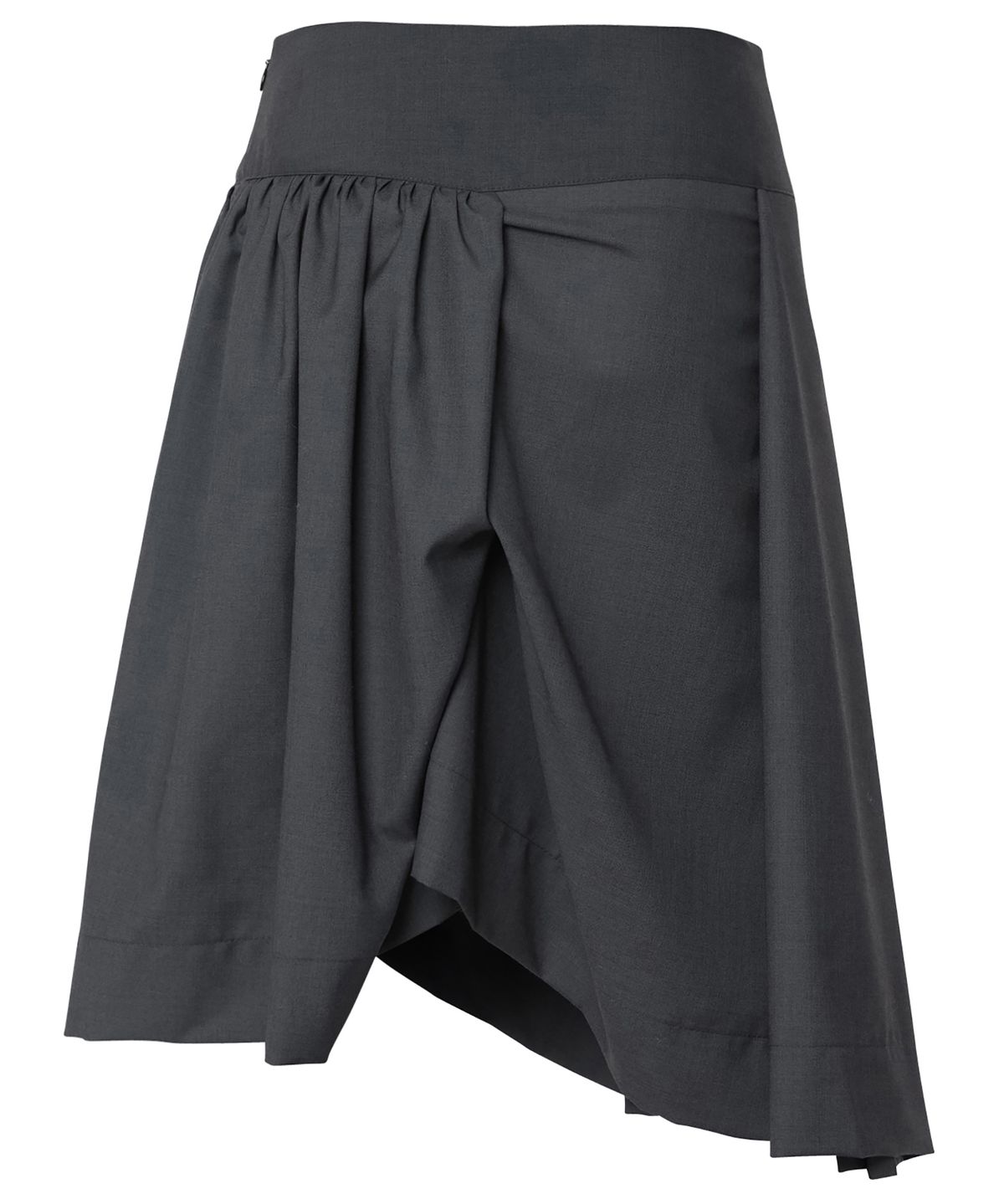 플레어업(FLAREUP) Asymmetrical Draped Midi Skirt (FL-248_Charcoal)