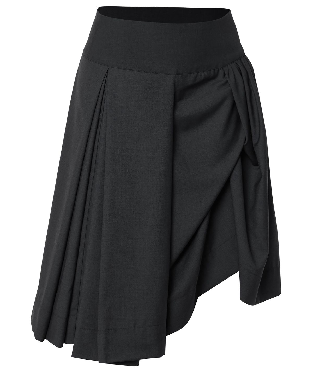 플레어업(FLAREUP) Asymmetrical Draped Midi Skirt (FL-248_Black)
