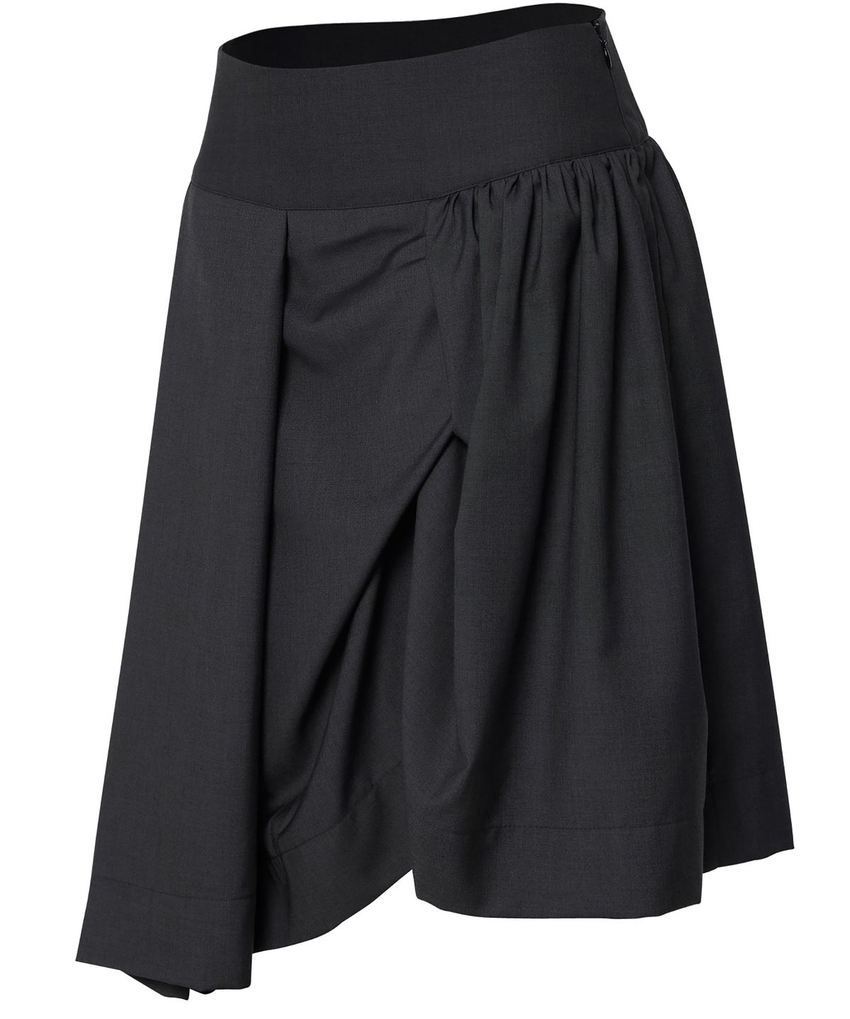 플레어업(FLAREUP) Asymmetrical Draped Midi Skirt (FL-248_Black)