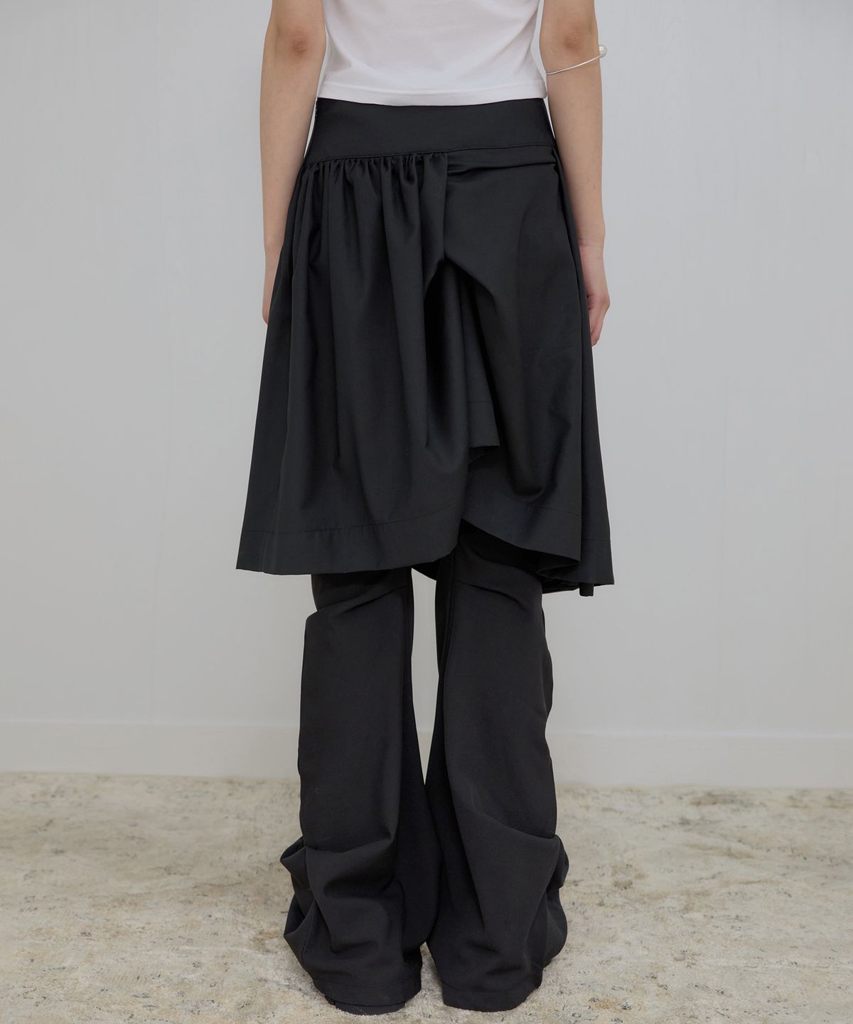 플레어업(FLAREUP) Asymmetrical Draped Midi Skirt (FL-248_Black)