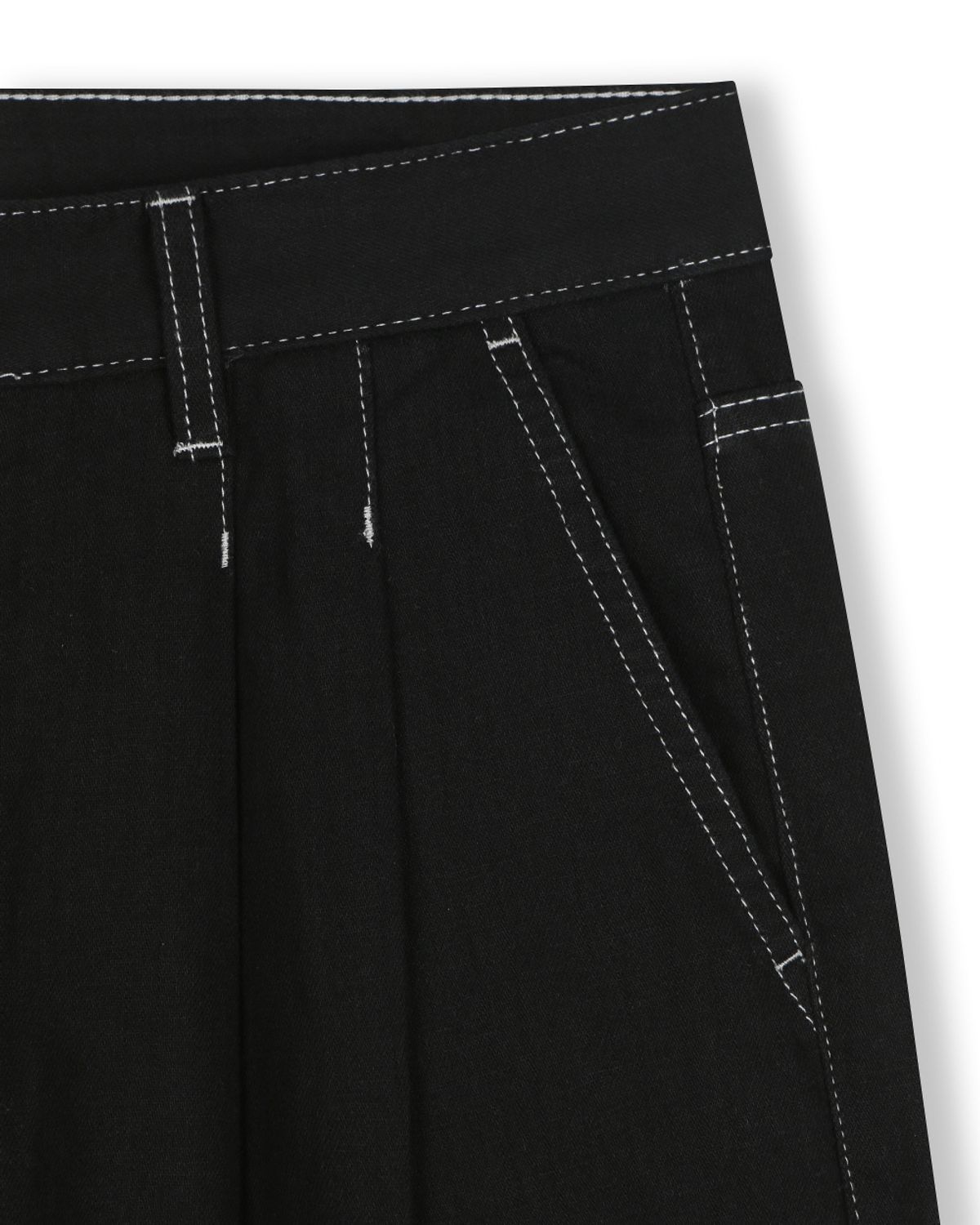 비슬로우(BESLOW) WIDE FIT TWO TUCK LINEN DENIM PANTS BLACK