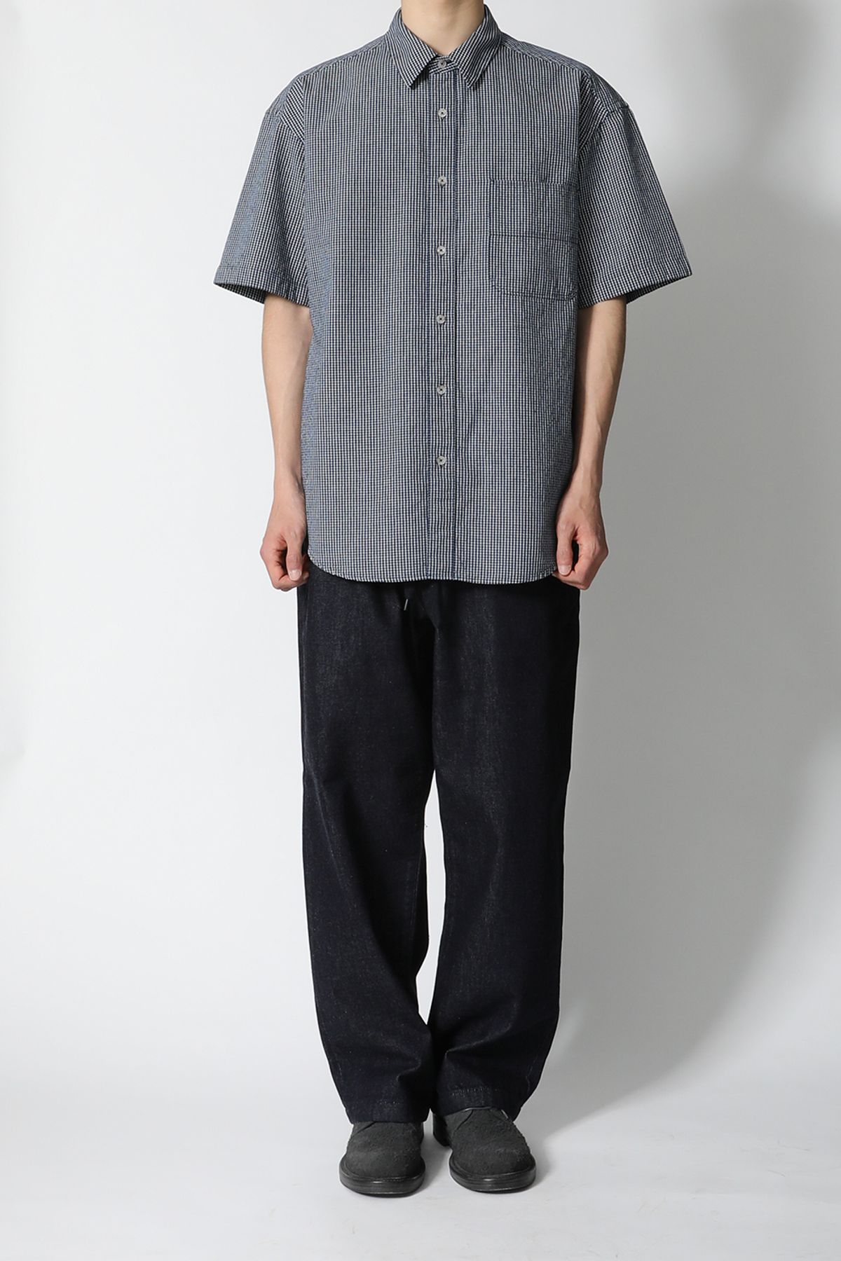 홀리선(HORLISUN) Ophir Denim Check Shirt Navy