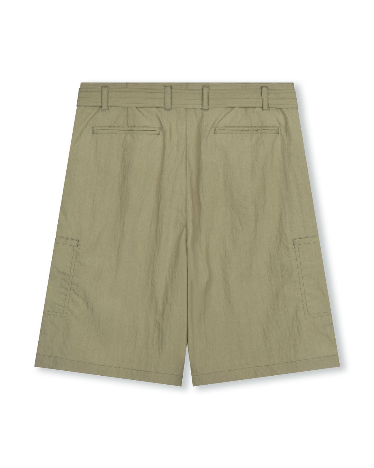비슬로우(BESLOW) CRINKLE BELTED ONE TUCK SHORTS OLIVE