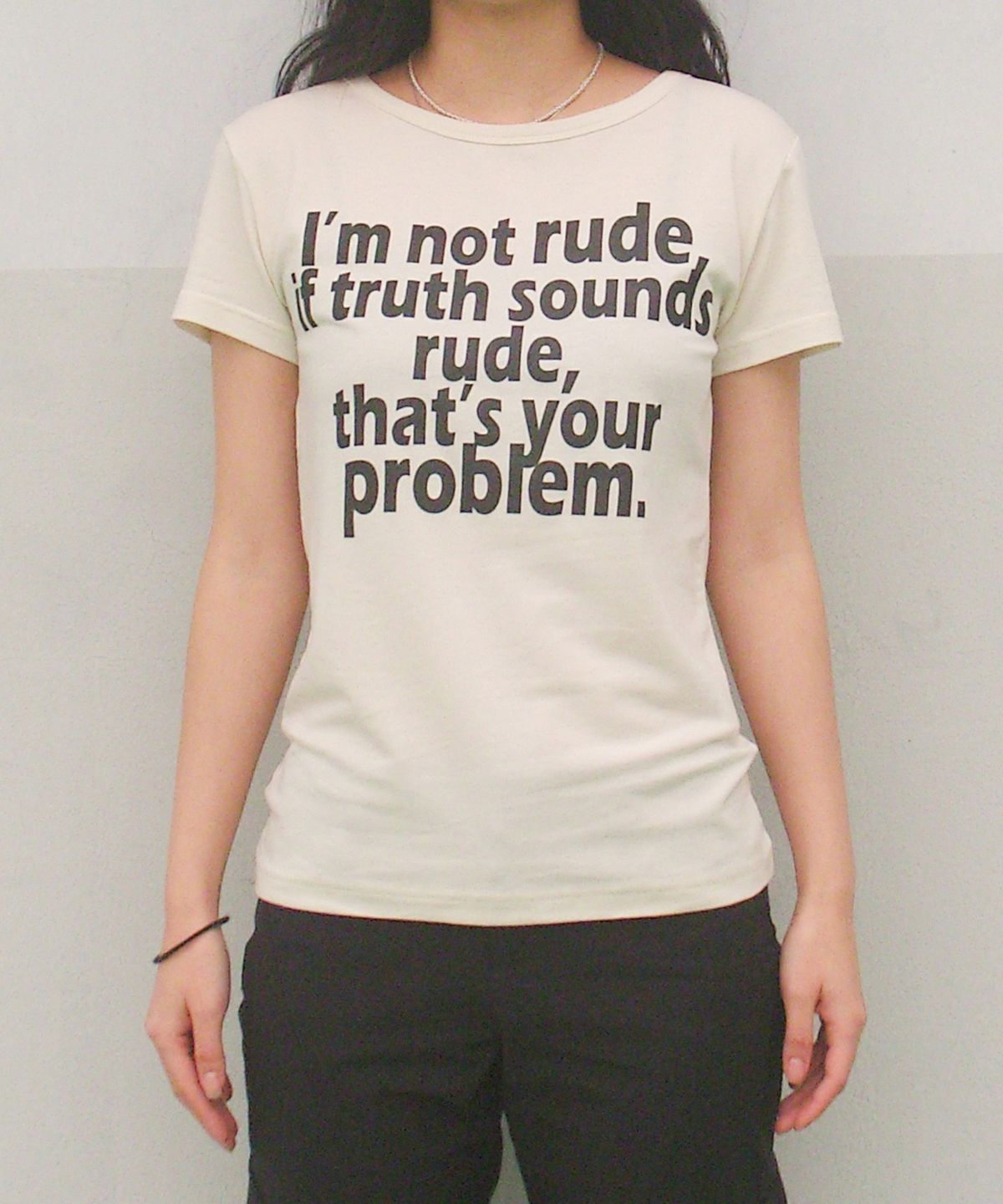 크루치(KRUCHI) RUDE Half Sleeve T-shirt (CREAM) WOMENS