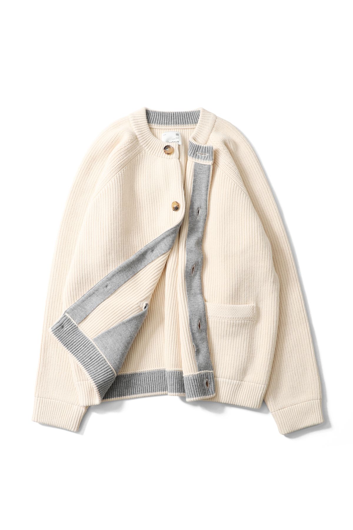 홀리선(HORLISUN) Annette Superfine Wool Heavy Rib Knit Cardigan Cream