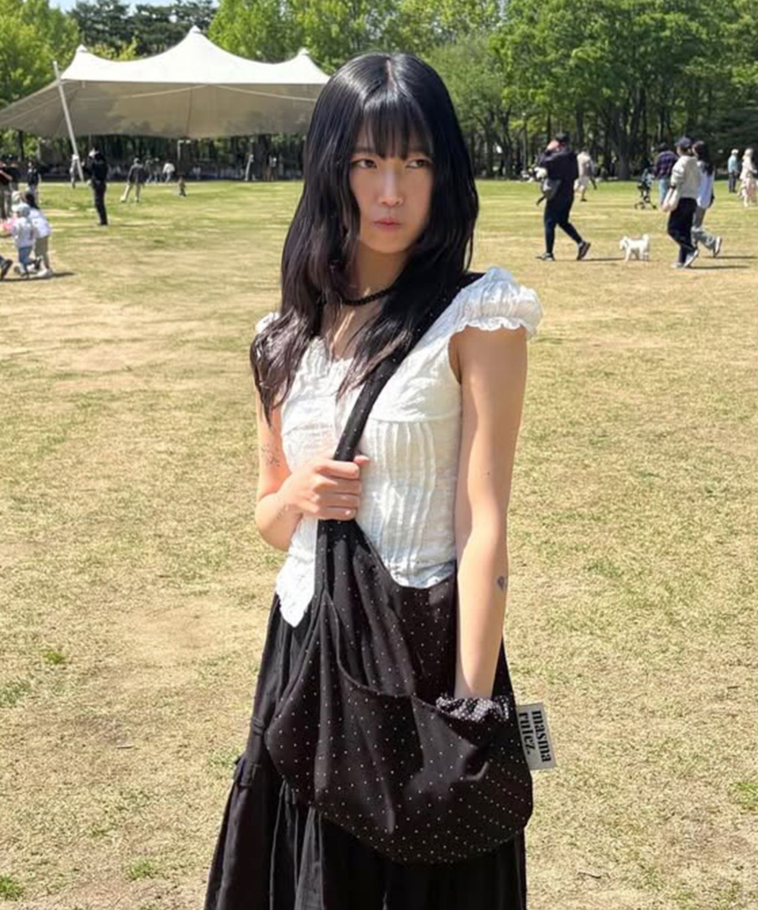 ◆masmarulez◆ Rabbit eco bagblack flower 5011165830 Rabbit eco bag_black flower : Masmarulez [마스마룰즈]