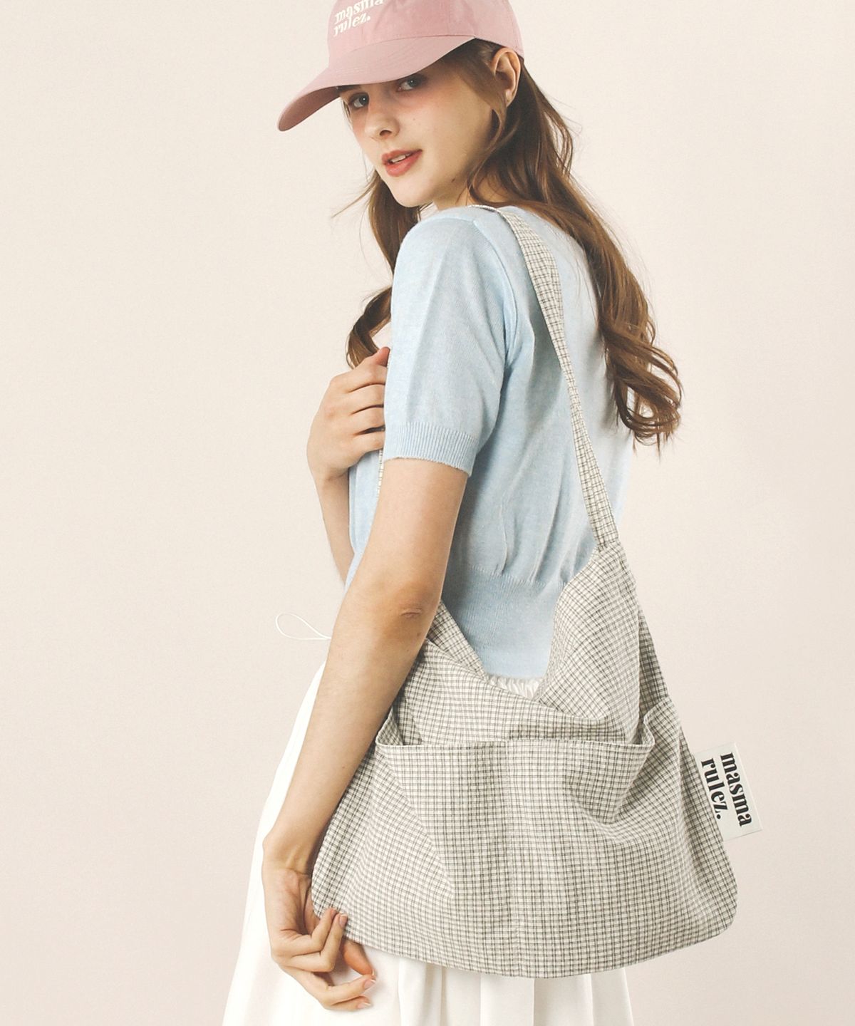 마스마룰즈(MASMARULEZ) Rabbit eco bag_Cozy check_ivory
