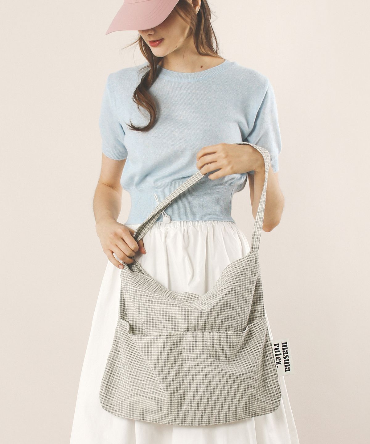 마스마룰즈(MASMARULEZ) Rabbit eco bag_Cozy check_ivory