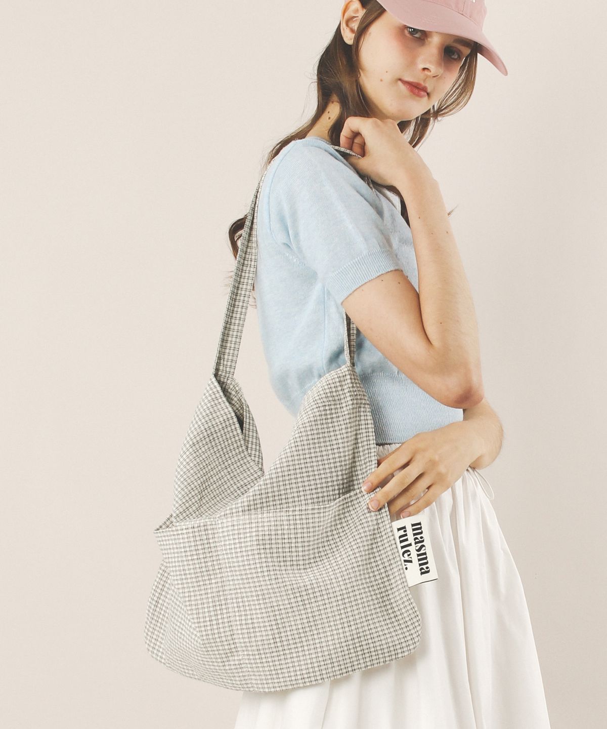 마스마룰즈(MASMARULEZ) Rabbit eco bag_Cozy check_ivory