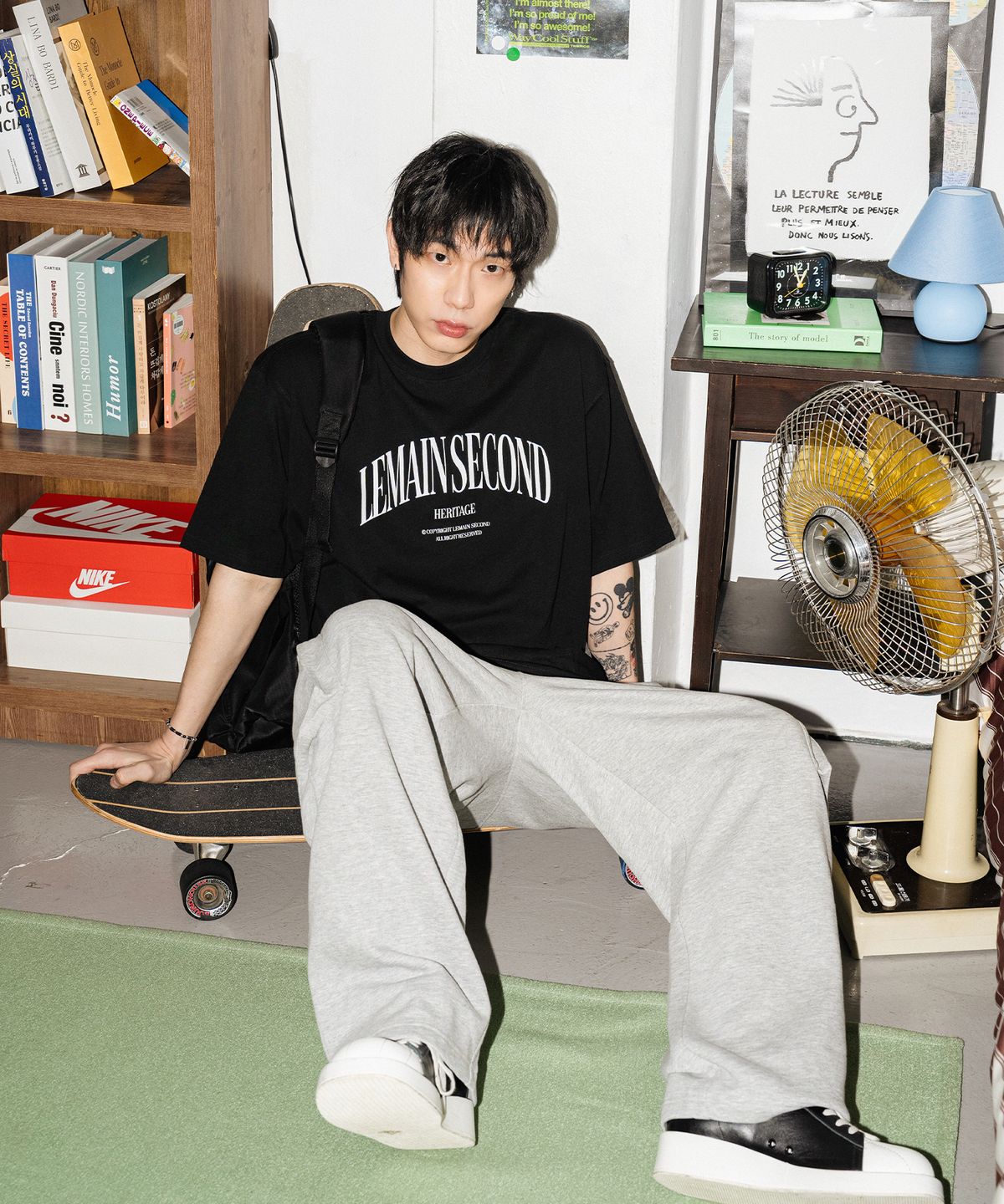 리메인세컨드(LEMAIN SECOND) 헤리티지 아치 로고 오버핏 반팔 티_5COLOR