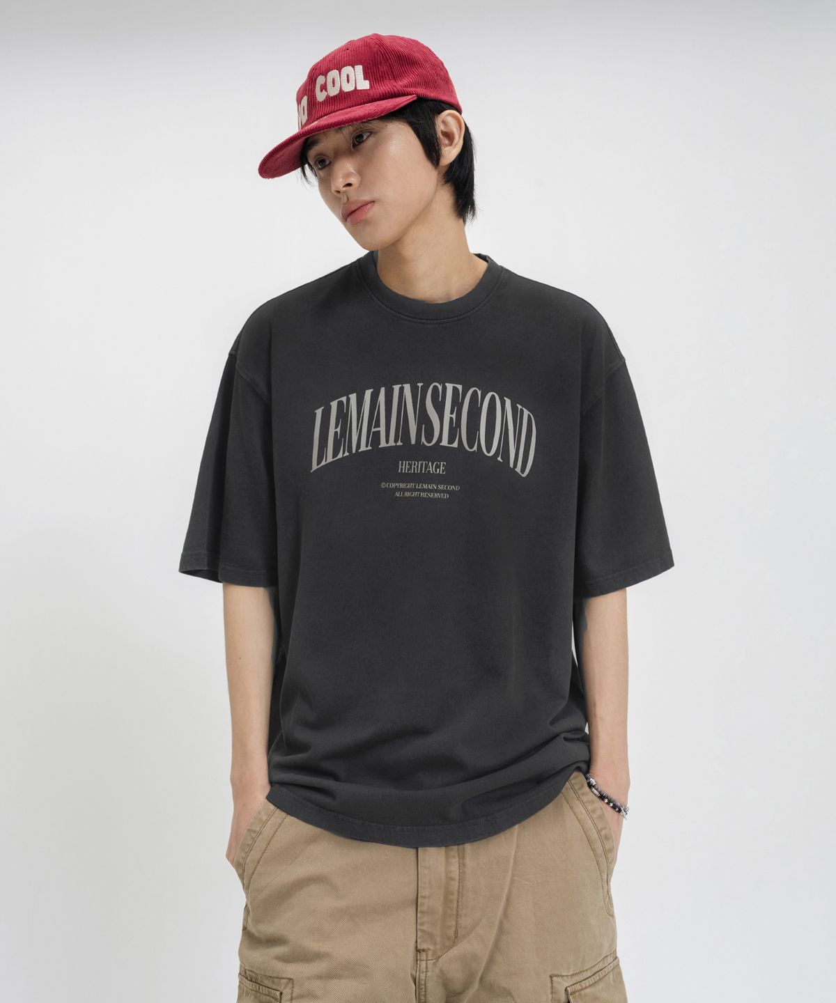 리메인세컨드(LEMAIN SECOND) 헤리티지 아치 로고 오버핏 반팔 티_5COLOR