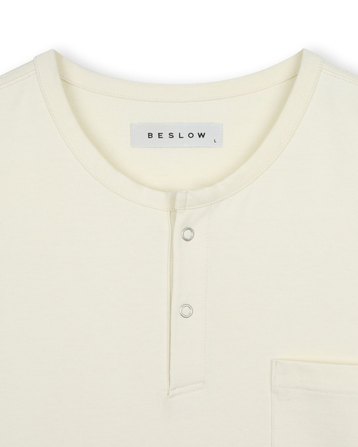 비슬로우(BESLOW) LOOSE FIT HENLEY NECK T-SHIRT IVORY