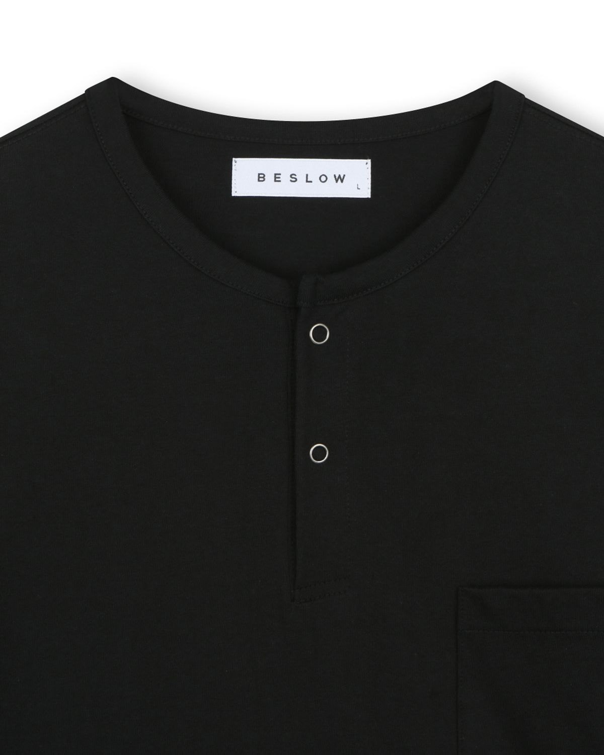 비슬로우(BESLOW) LOOSE FIT HENLEY NECK T-SHIRT BLACK