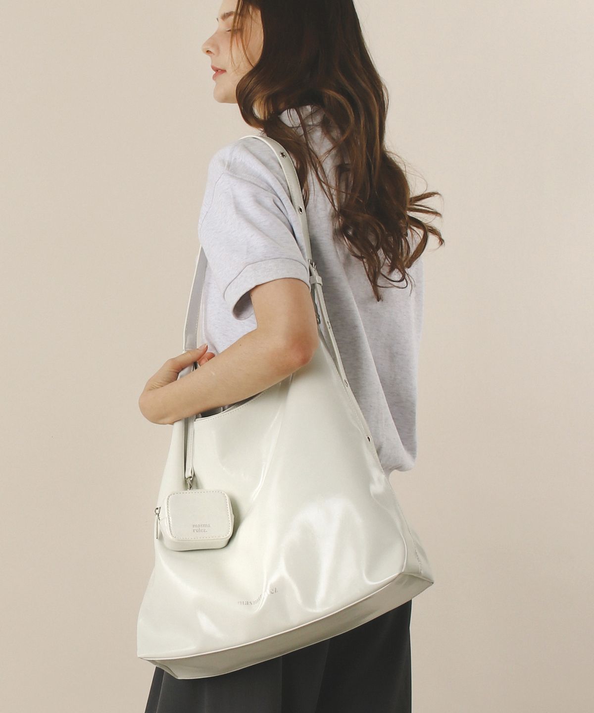 마스마룰즈(MASMARULEZ) [파우치세트] Bella Leather Shoulder Bag_white