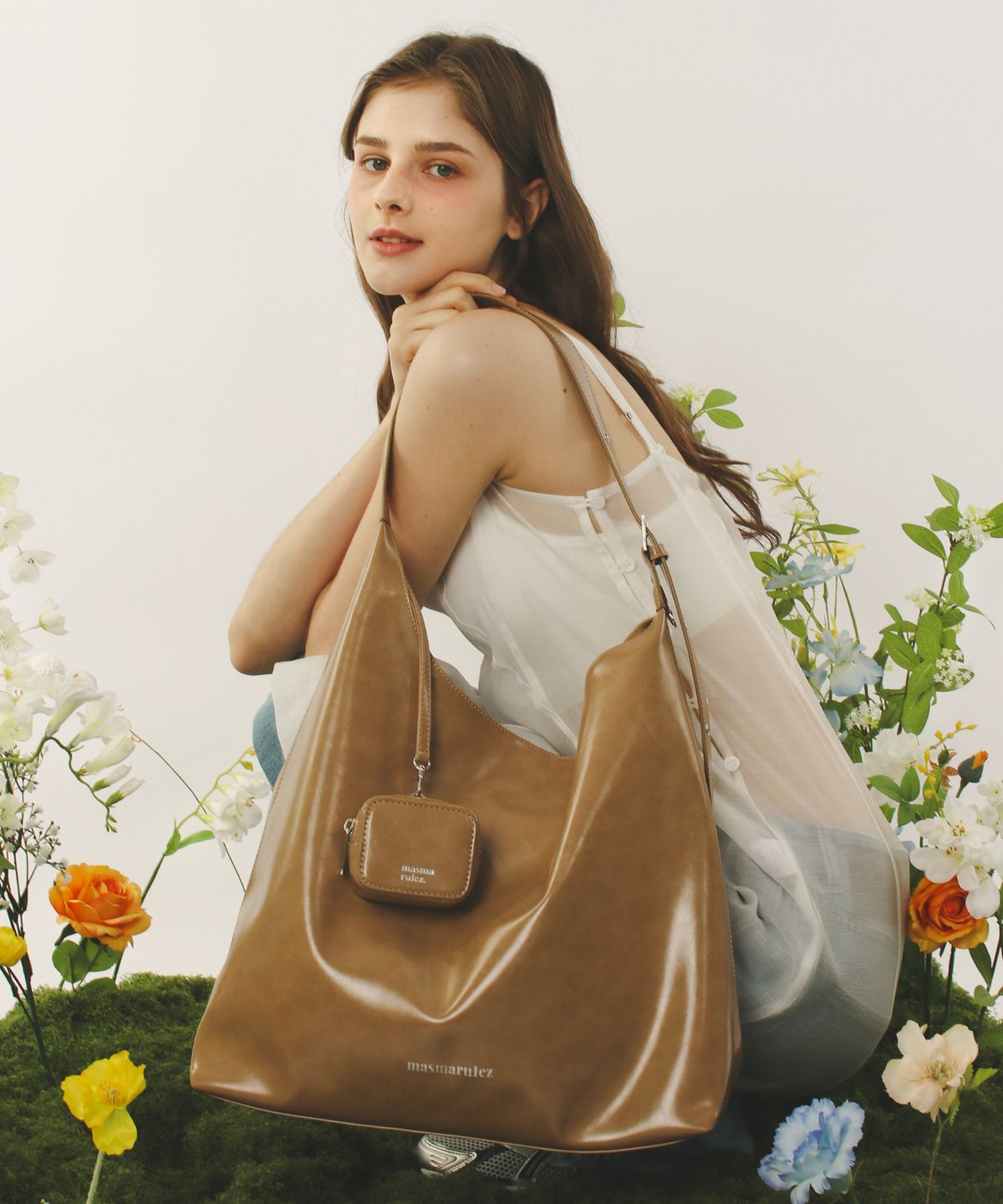 마스마룰즈(MASMARULEZ) [파우치세트] Bella Leather Shoulder Bag_Mocha brown