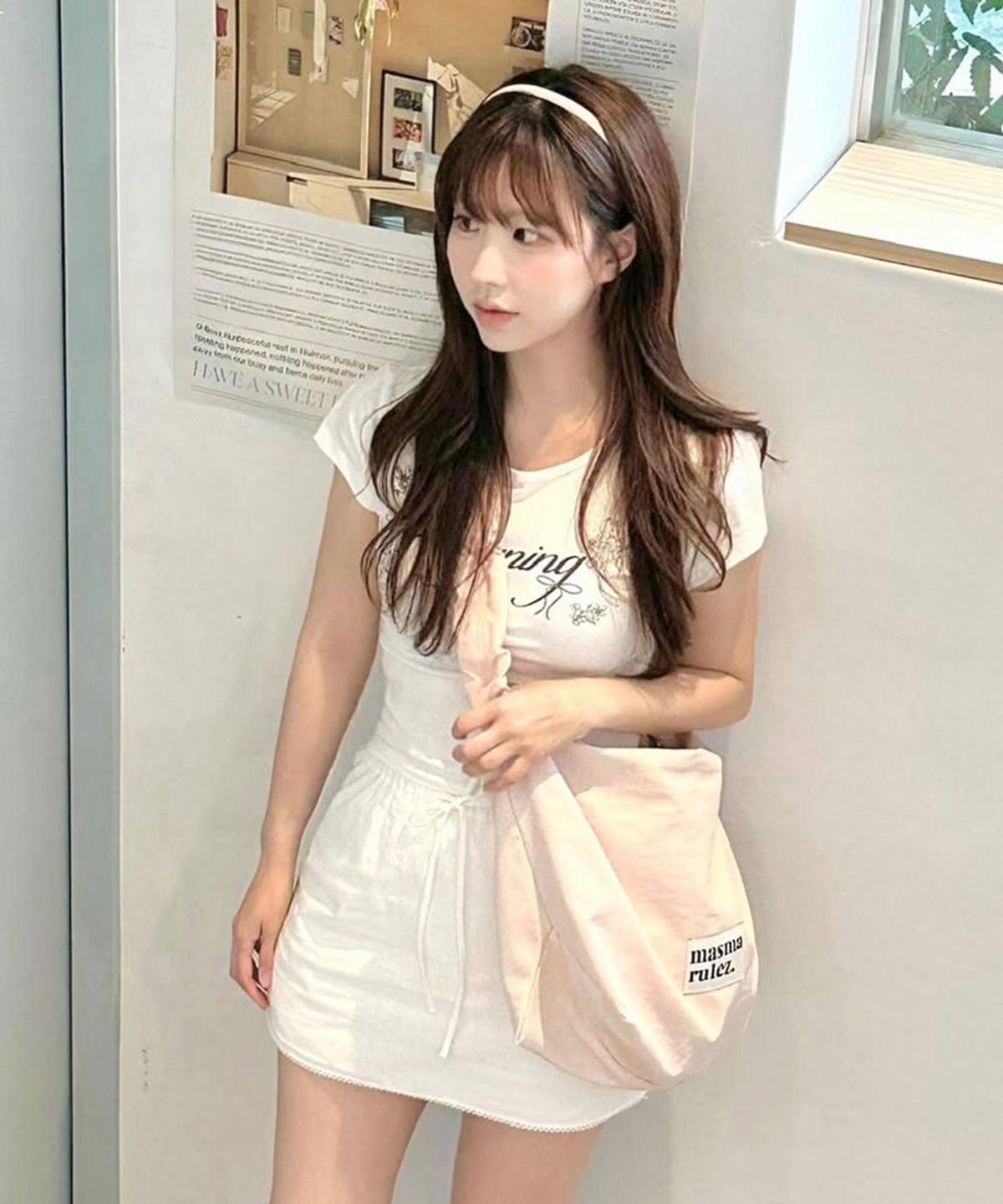 마스마룰즈(MASMARULEZ) Nylon 2way shirring hobo bag_Pink