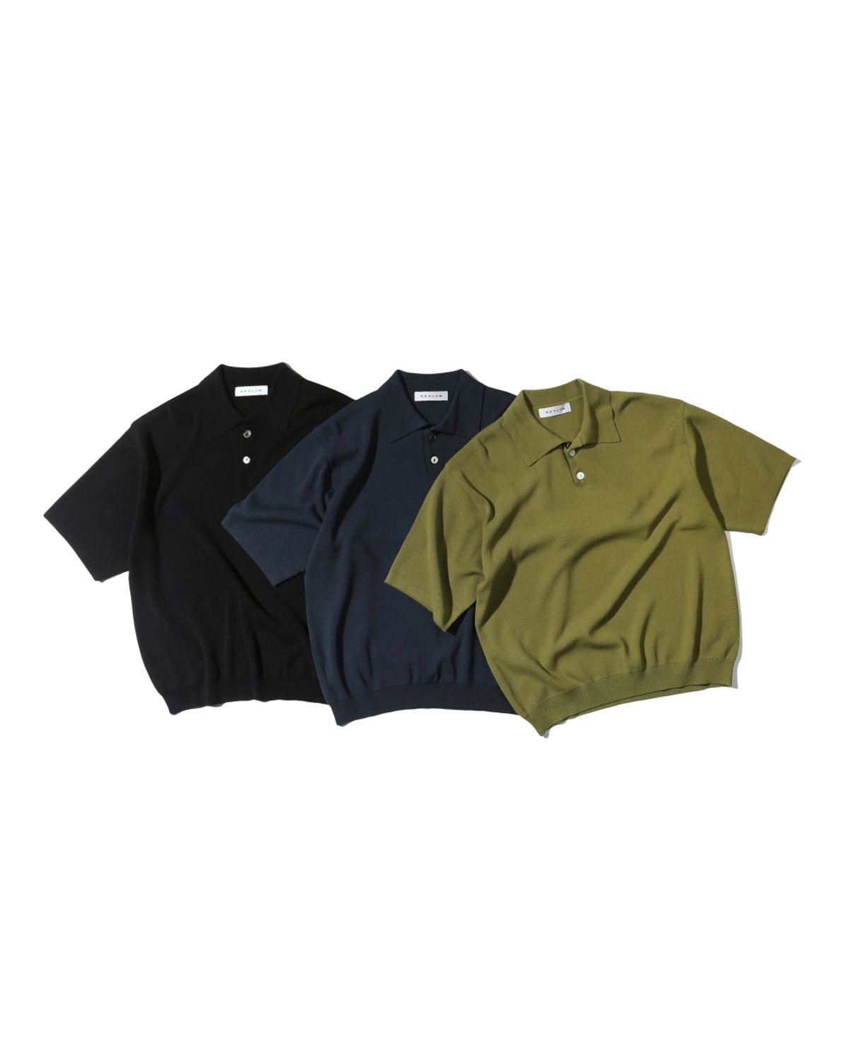 비슬로우(BESLOW) FINE KNIT POLO SHIRTS YELLOW GREEN