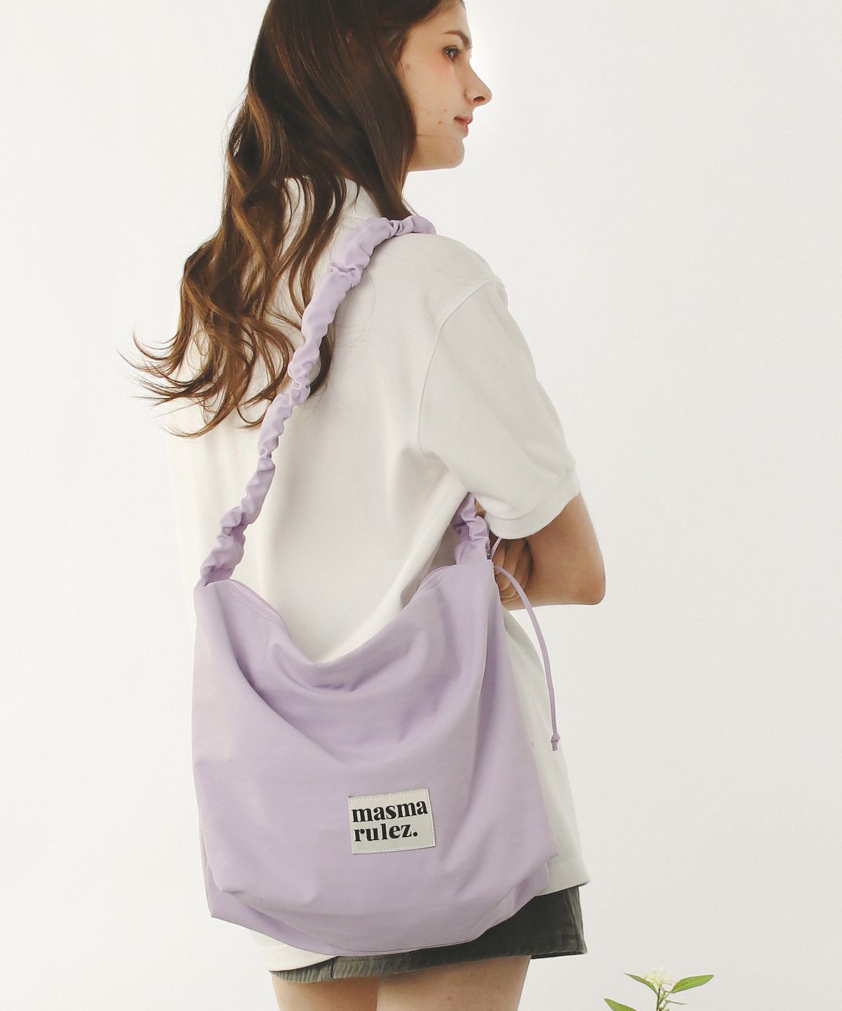 마스마룰즈(MASMARULEZ) Nylon 2way shirring hobo bag_Lilac