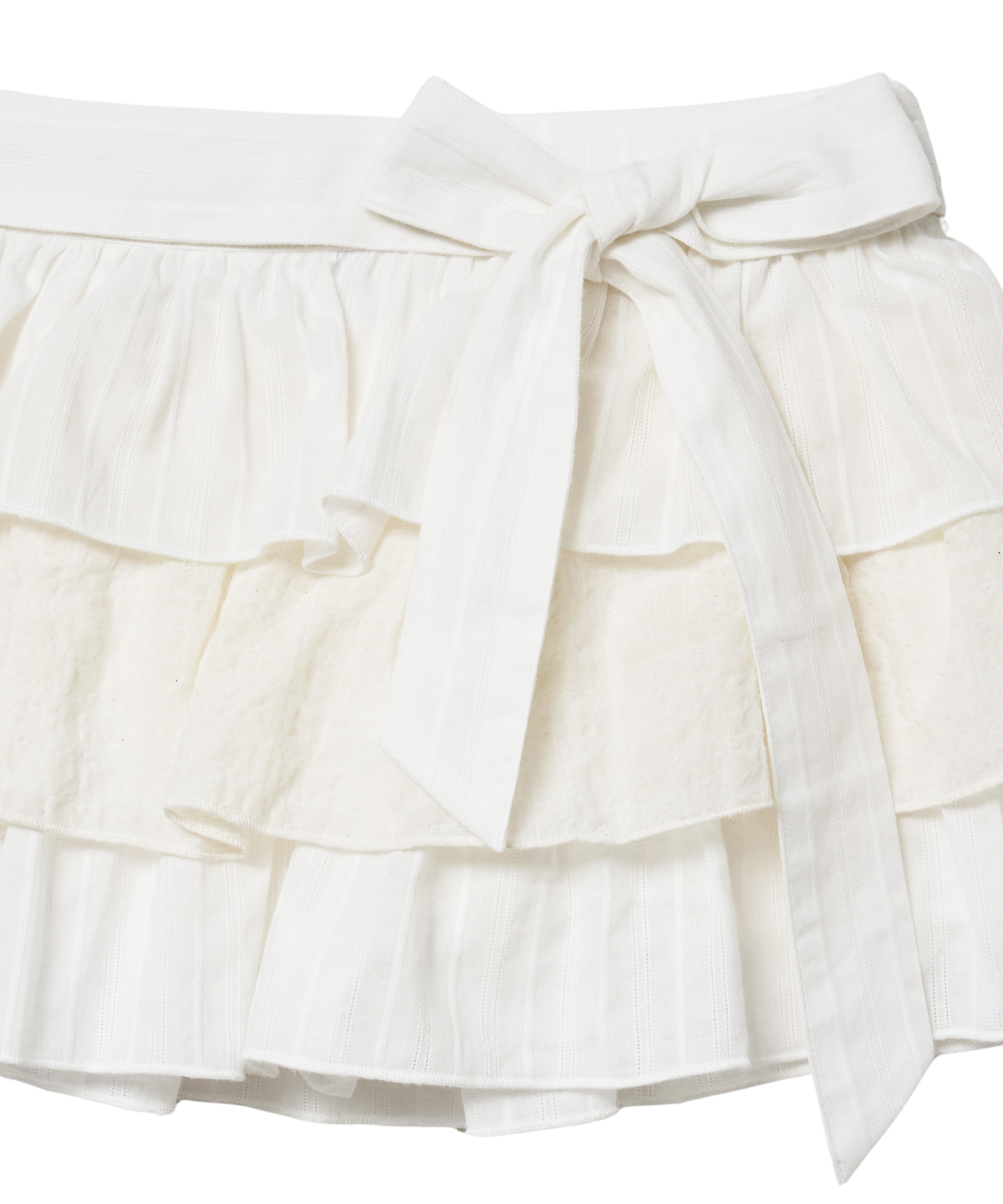 서울리(SEOULI) SOFTY LAYERED BOW SKIRT [WHITE STRIPE]