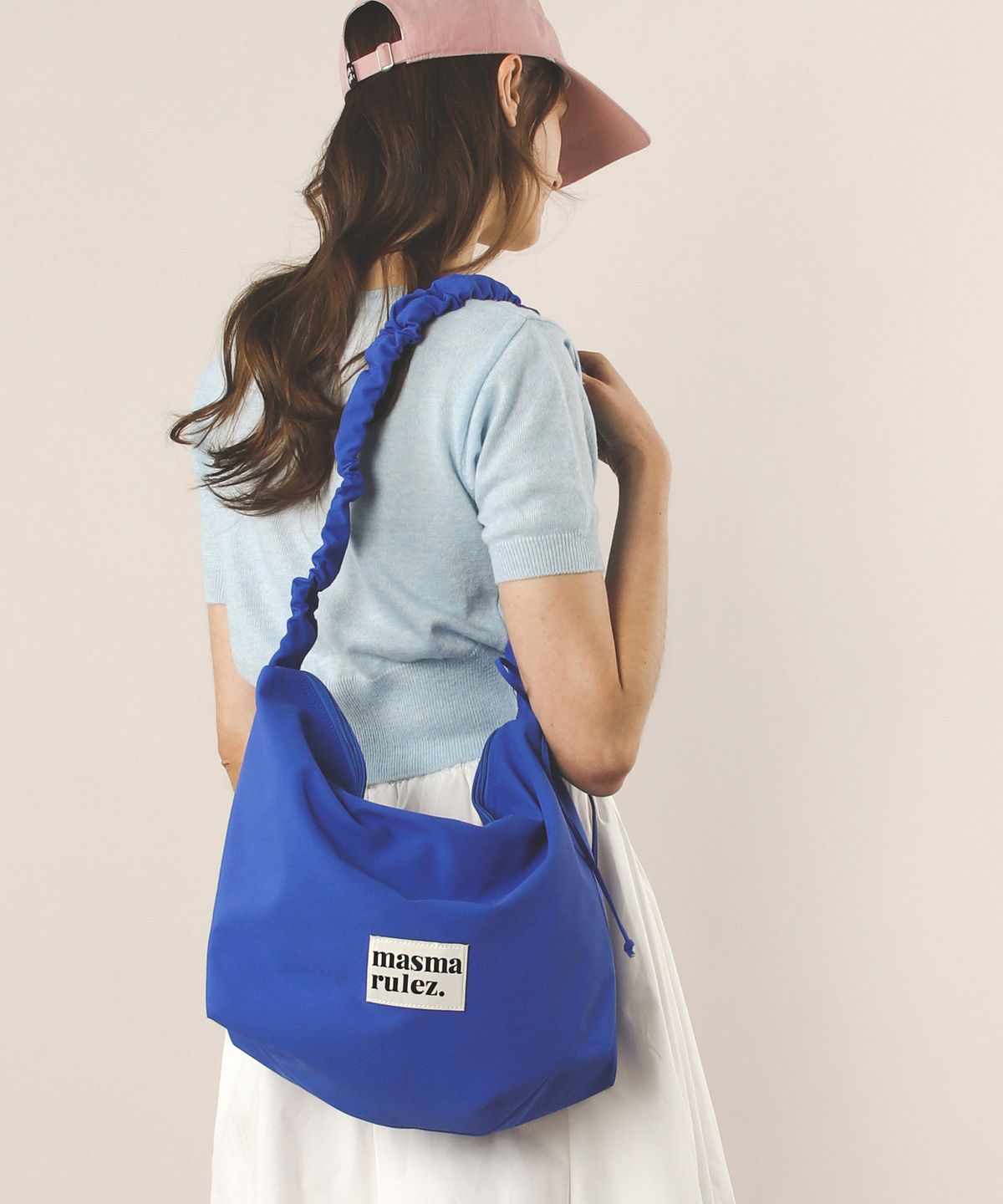 마스마룰즈(MASMARULEZ) Nylon 2way shirring hobo bag_Blue