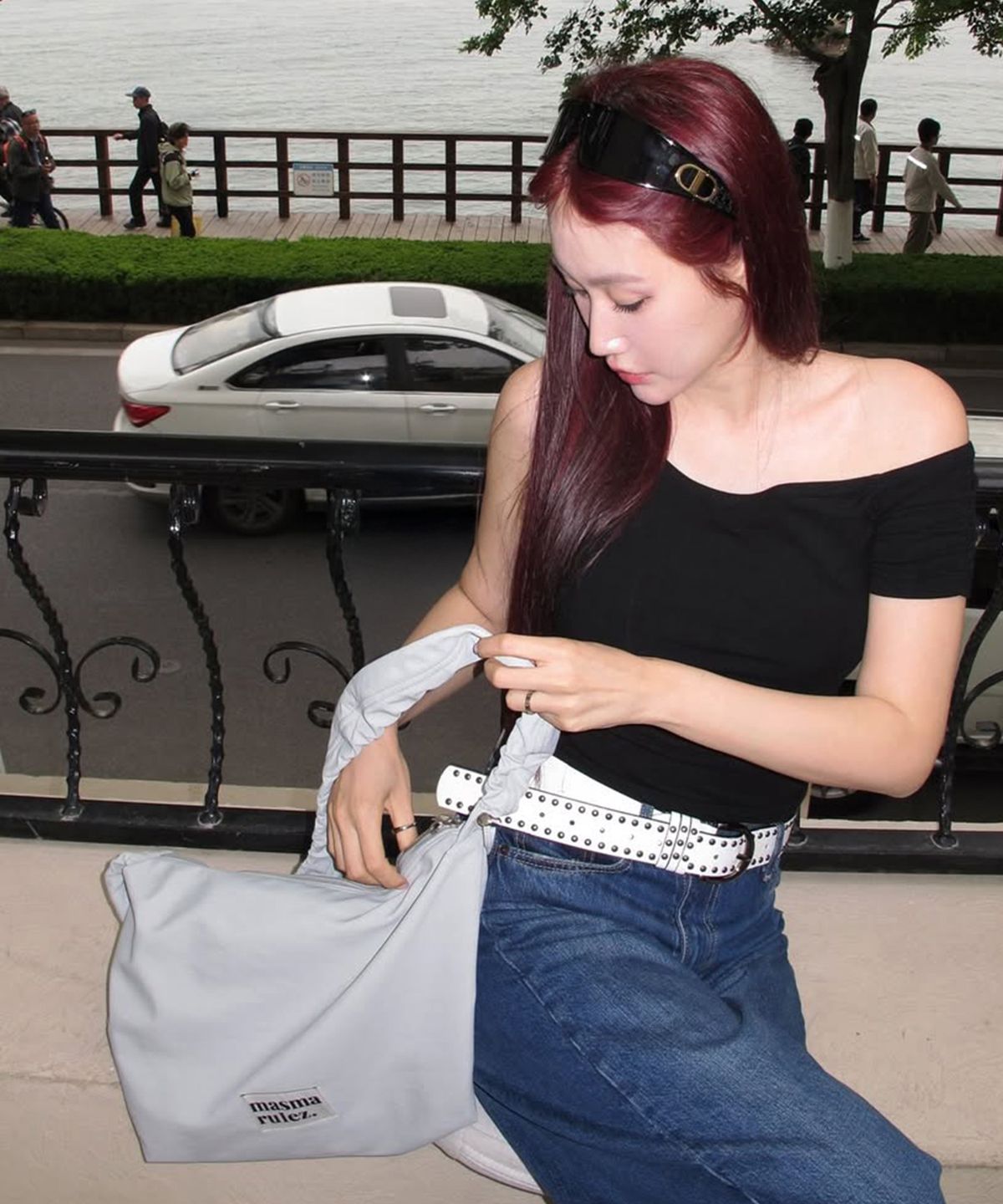 마스마룰즈(MASMARULEZ) Nylon 2way shirring hobo bag_Gray
