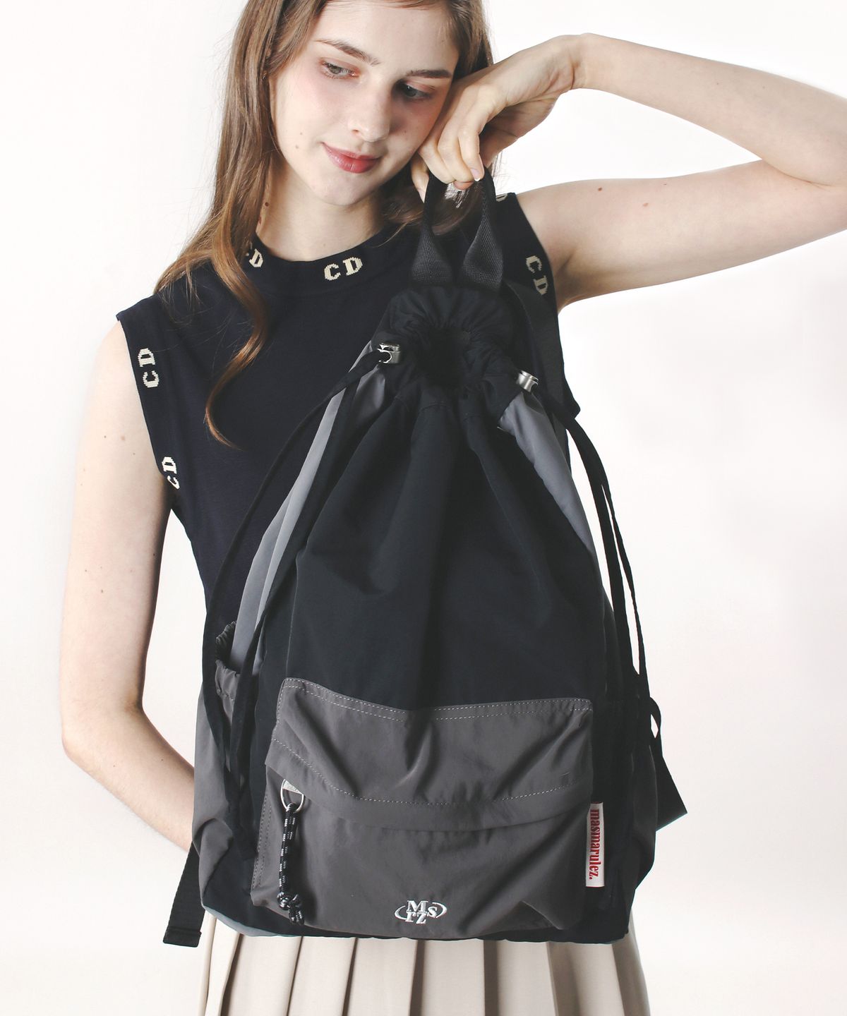 마스마룰즈(MASMARULEZ) Mixed Easy Draw Backpack_ Charcoal