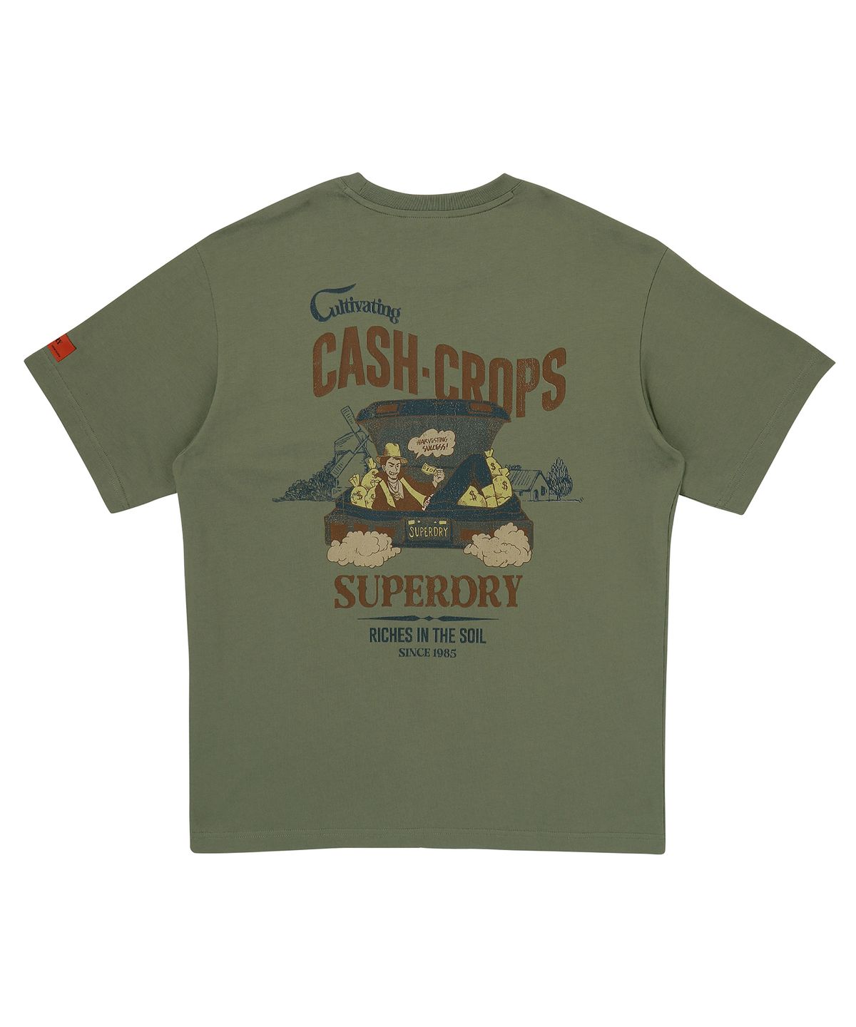 슈퍼드라이(SUPERDRY) 캐시 크롭 티셔츠 카키