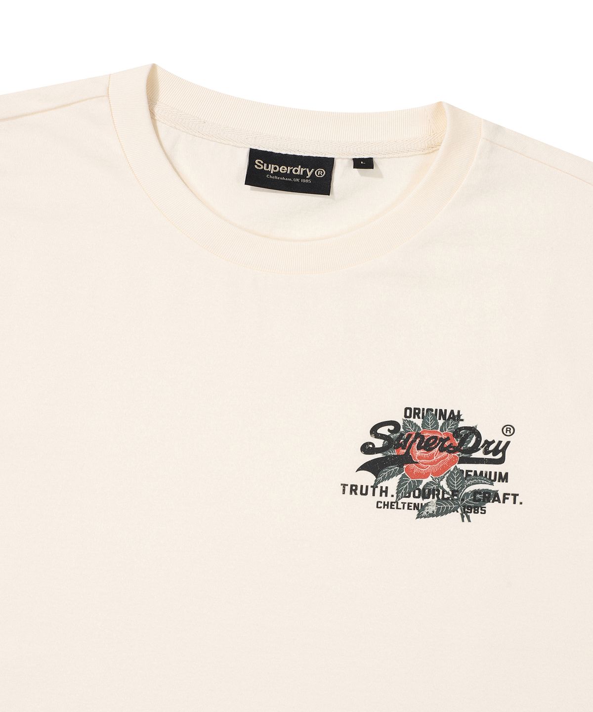 슈퍼드라이(SUPERDRY) 플라워 스몰 로고 티셔츠 크림