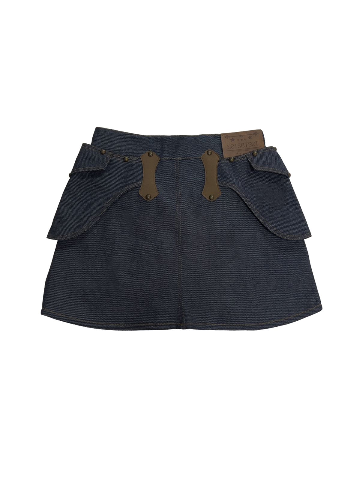 쎄쎄쎄(SETSETSET) BELTED INDIGO DENIM MINI SKIRT