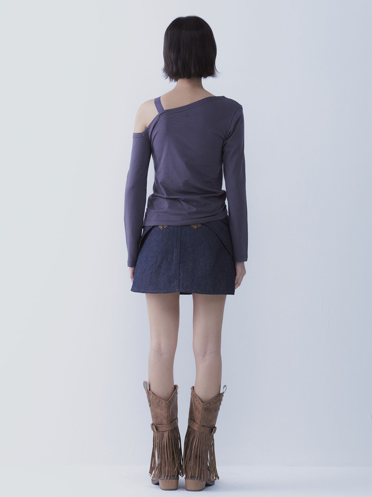 쎄쎄쎄(SETSETSET) BELTED INDIGO DENIM MINI SKIRT