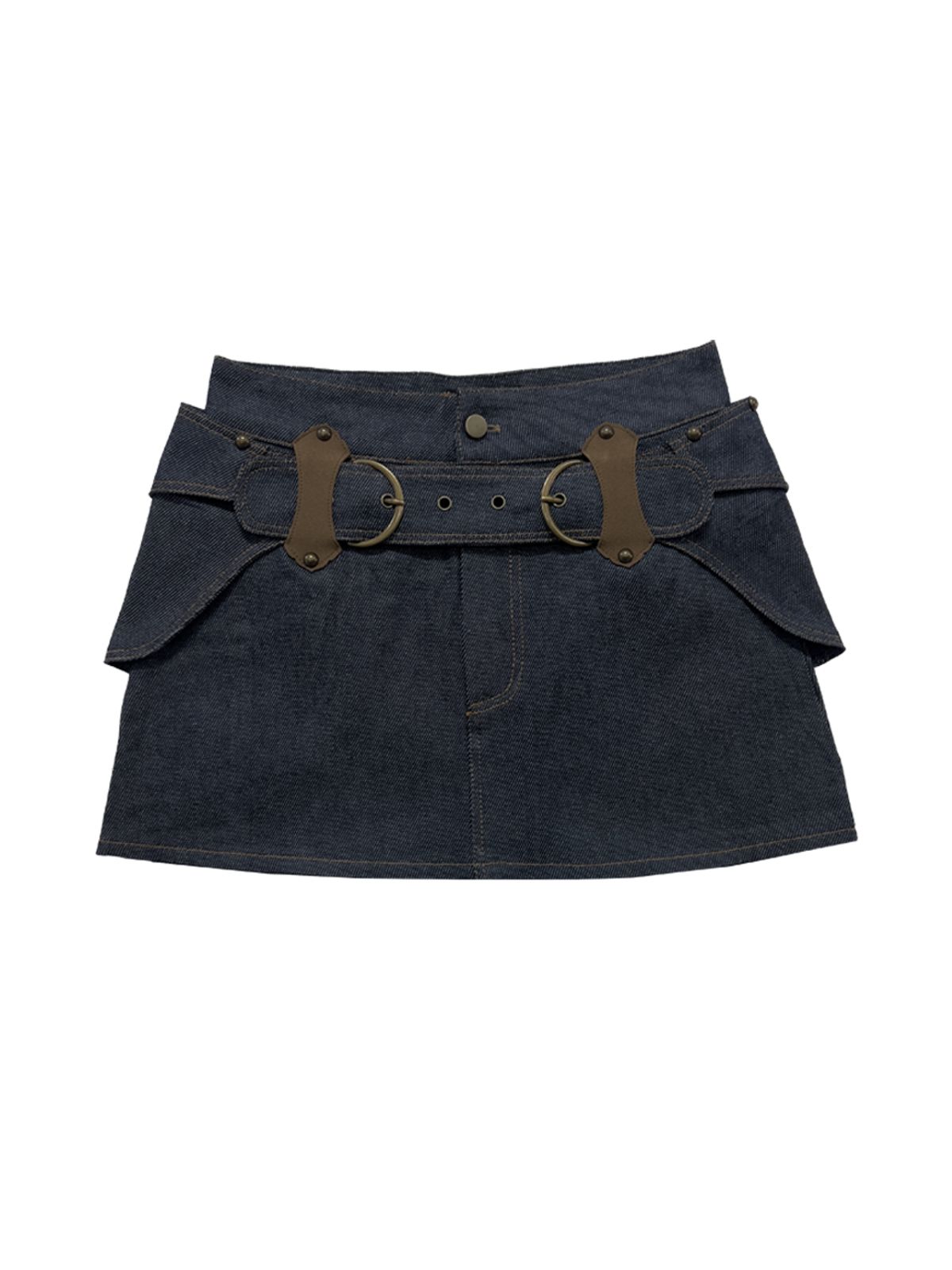쎄쎄쎄(SETSETSET) BELTED INDIGO DENIM MINI SKIRT