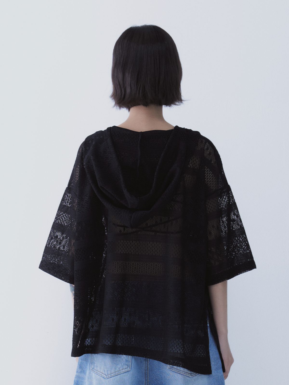 쎄쎄쎄(SETSETSET) BOHEMIAN LACE HOODIE BLACK