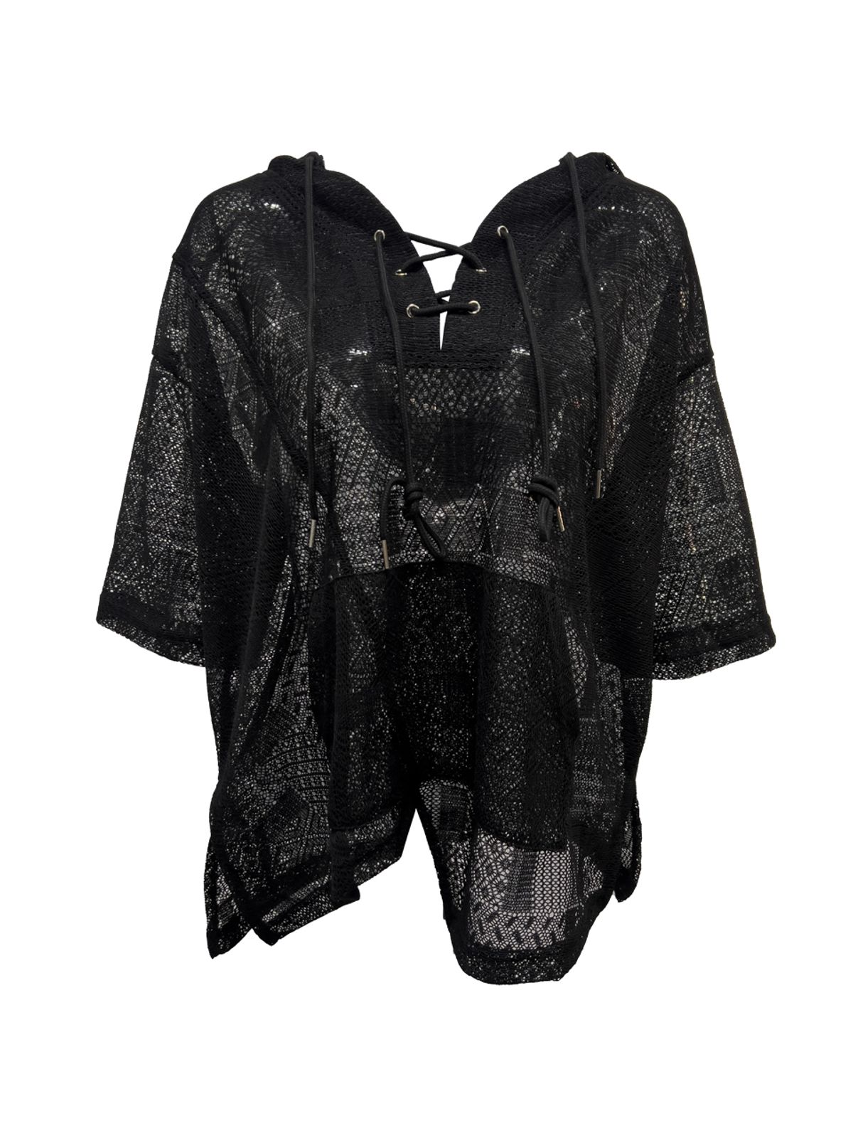 쎄쎄쎄(SETSETSET) BOHEMIAN LACE HOODIE BLACK