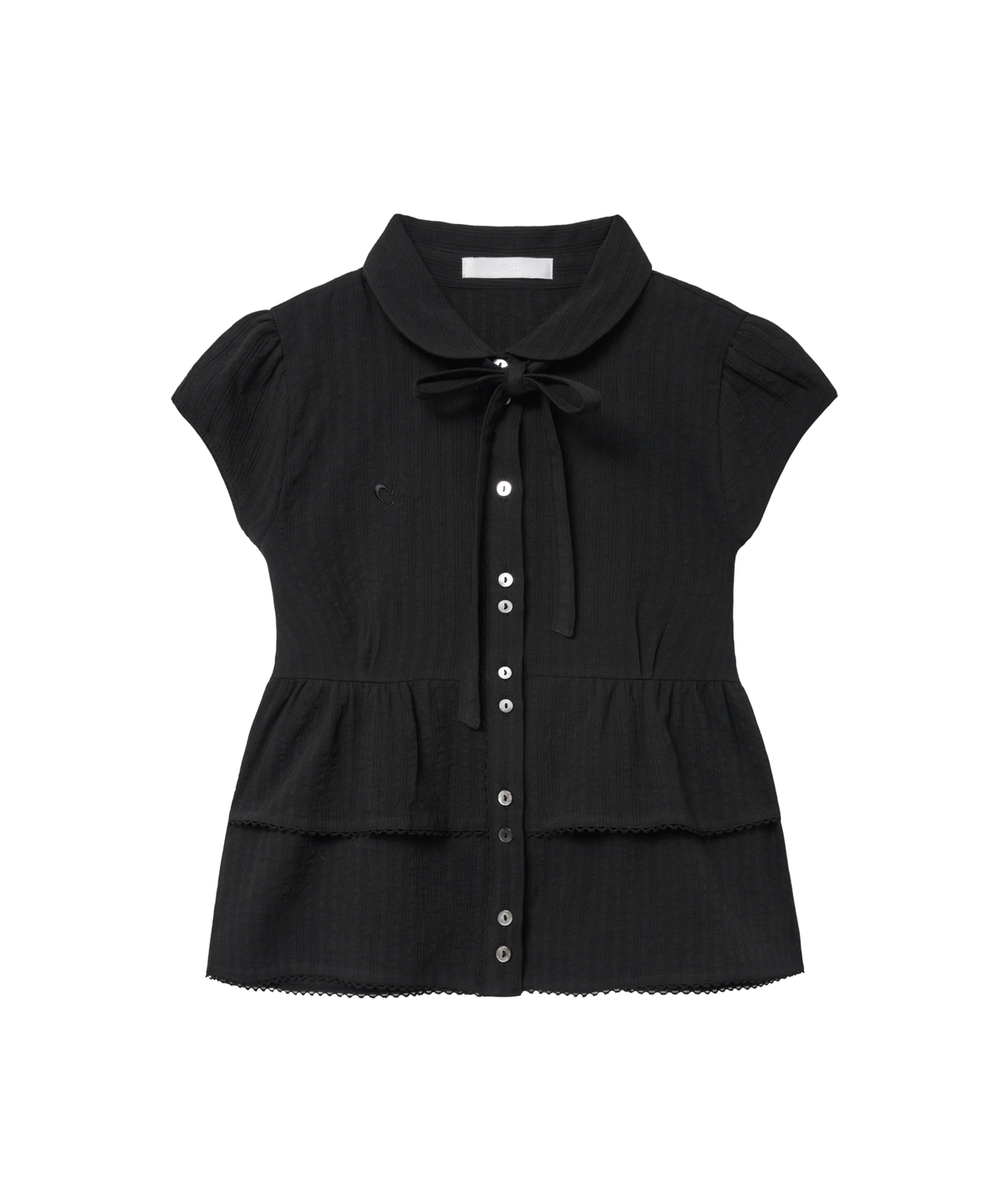 서울리(SEOULI) ESTELLE PUFF TIE SHIRT [BLACK]