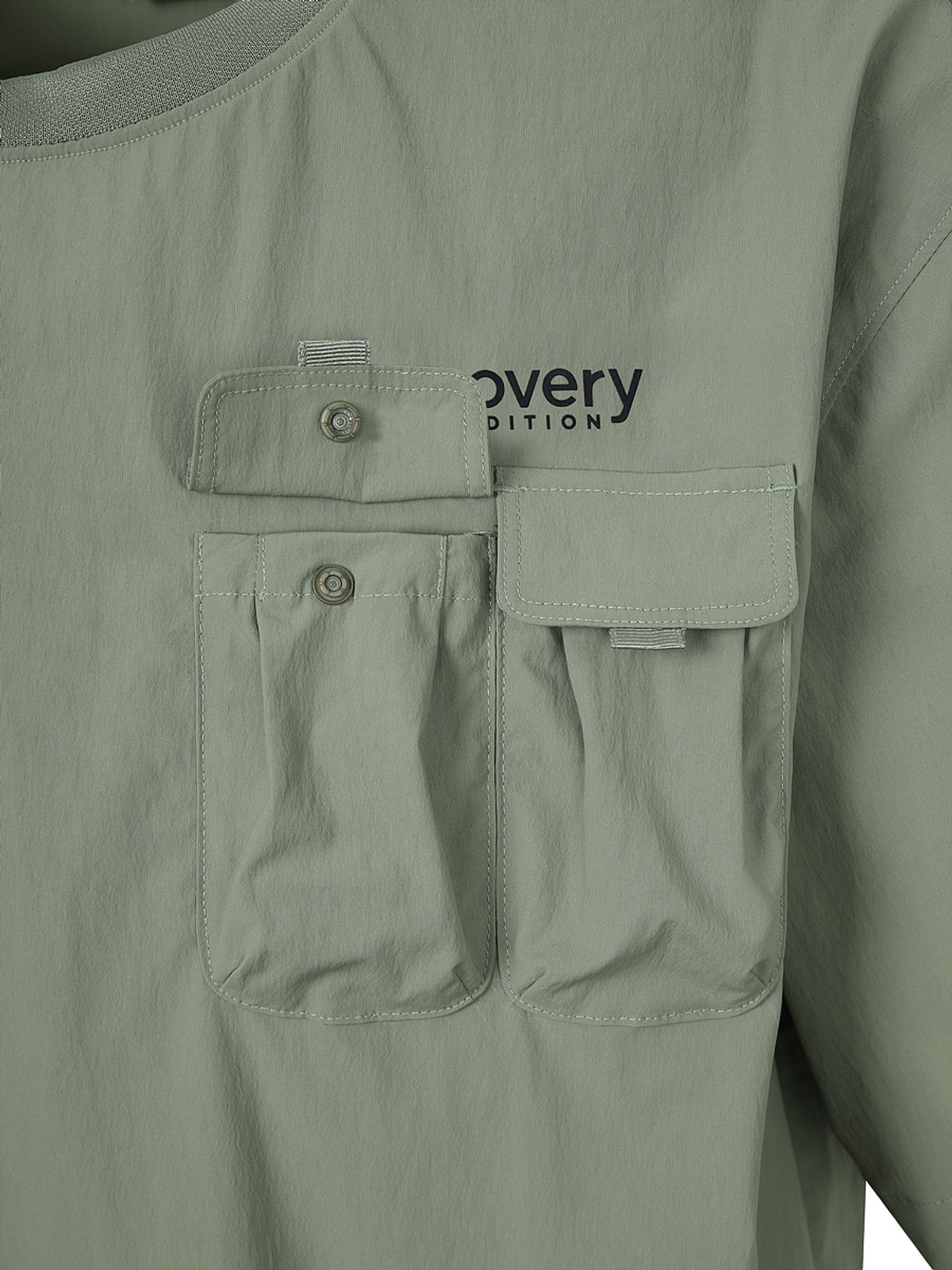 디스커버리 익스페디션(DISCOVERY EXPEDITION) 프레시벤트 우븐 남성 멀티포켓 반팔티셔츠 (L/KHAKI)