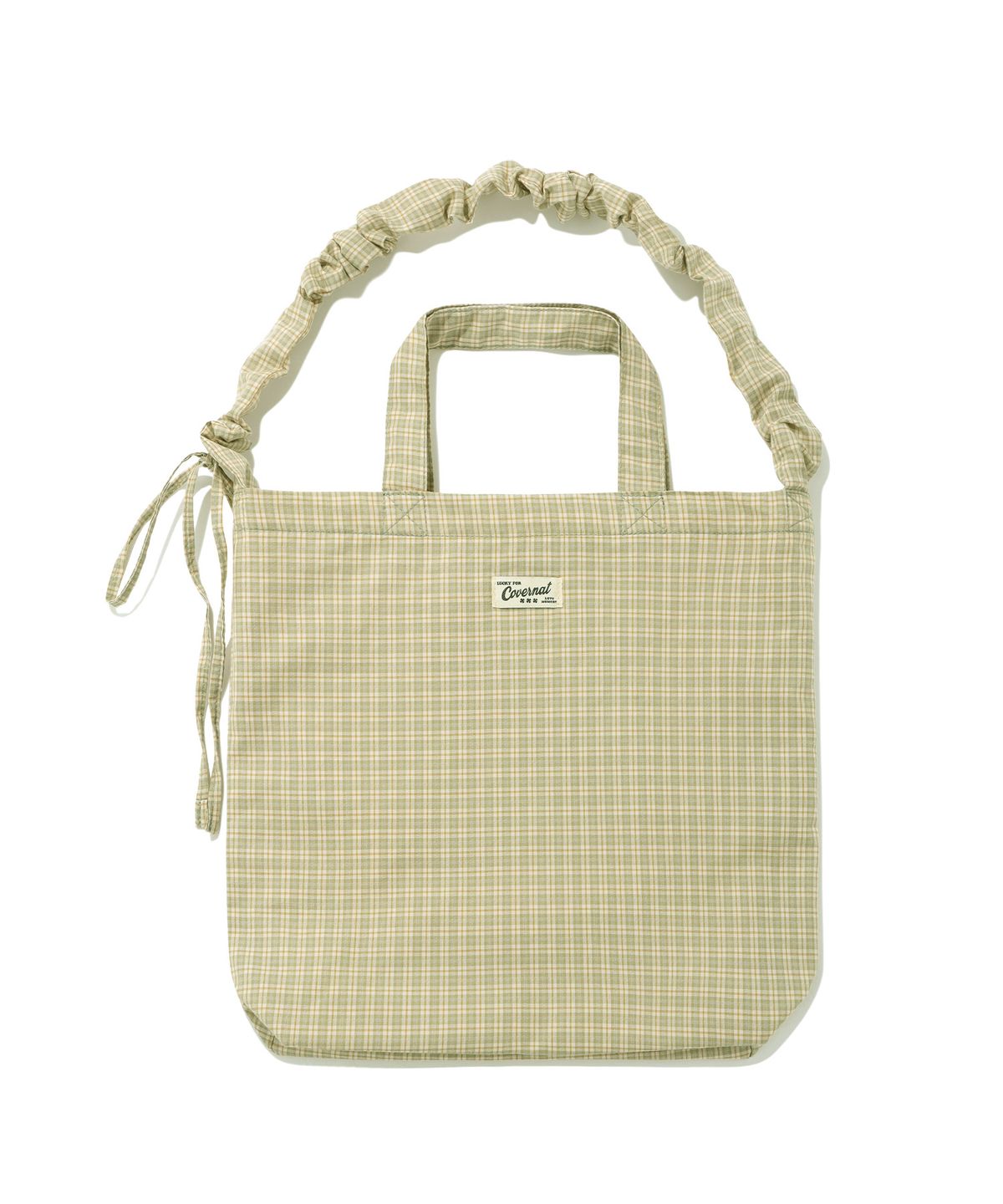커버낫 우먼(COVERNAT WOMAN) 클로버하트 체크 셔링 에코백 Olive