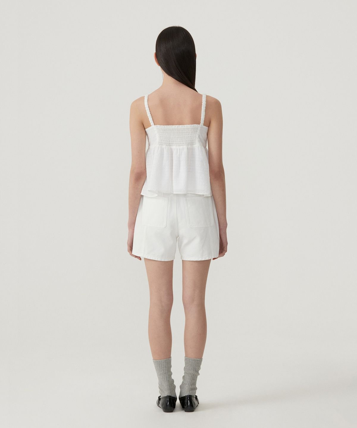 커버낫 우먼(COVERNAT WOMAN) 우먼 다잉 데님 쇼츠 White