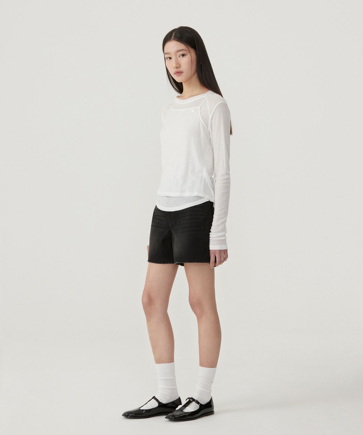 커버낫 우먼(COVERNAT WOMAN) 우먼 데미지 데님 쇼츠 Black