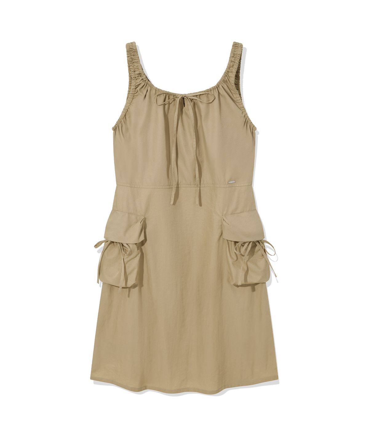 커버낫 우먼(COVERNAT WOMAN) 우먼 셔링 카고 슬리브리스 원피스 Beige
