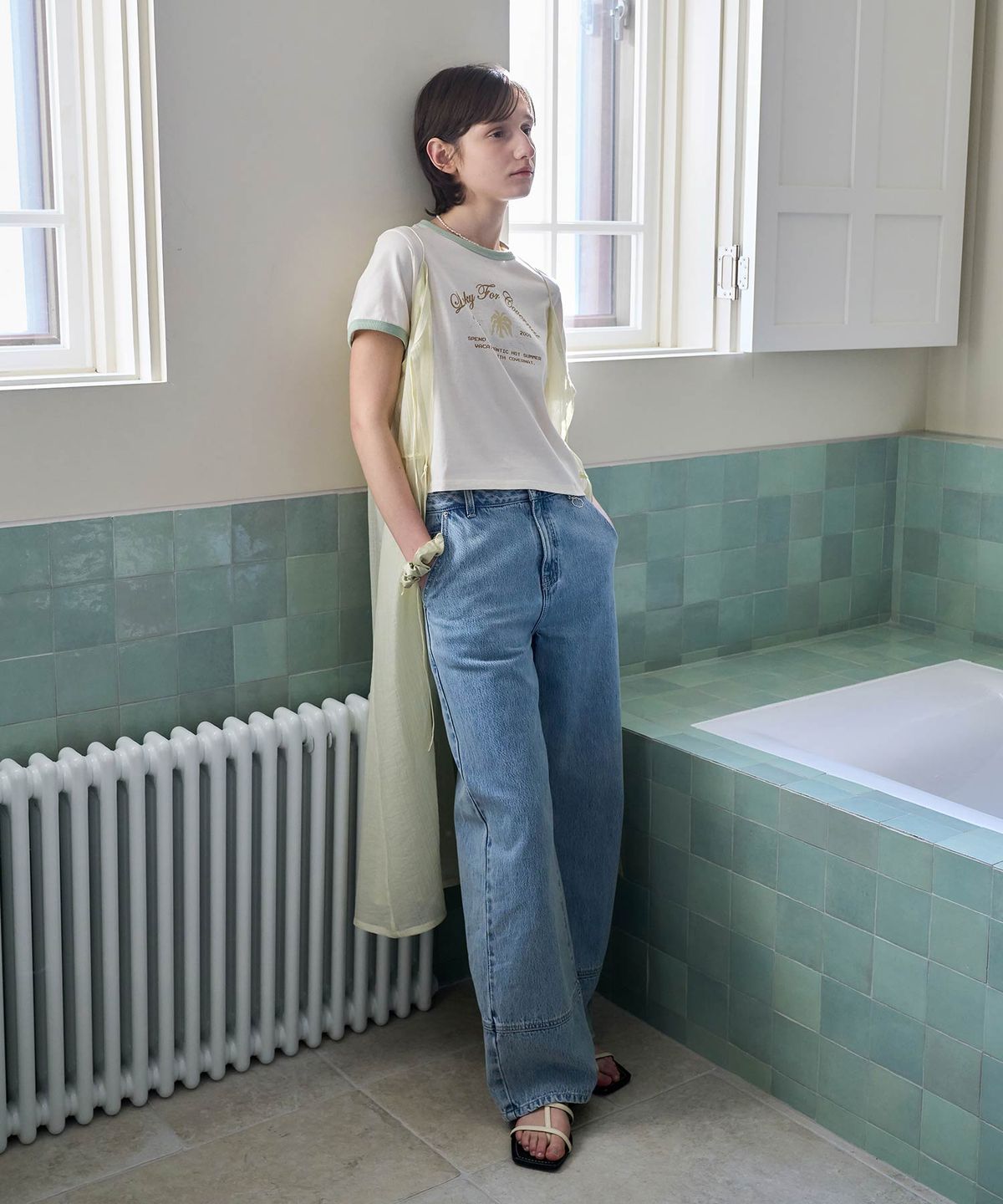 커버낫 우먼(COVERNAT WOMAN) 우먼 시어 레이어드 원피스 Light Yellow