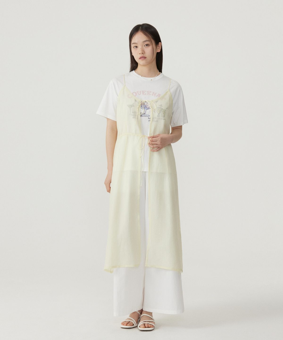 커버낫 우먼(COVERNAT WOMAN) 우먼 시어 레이어드 원피스 Light Yellow