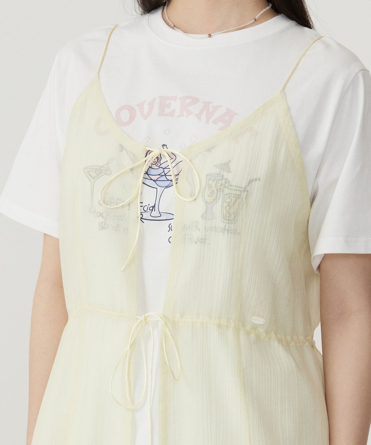 커버낫 우먼(COVERNAT WOMAN) 우먼 시어 레이어드 원피스 Light Yellow