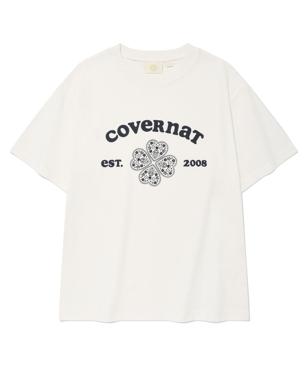 커버낫 우먼(COVERNAT WOMAN) 우먼 레귤러핏 아치 클로버하트 티셔츠 White
