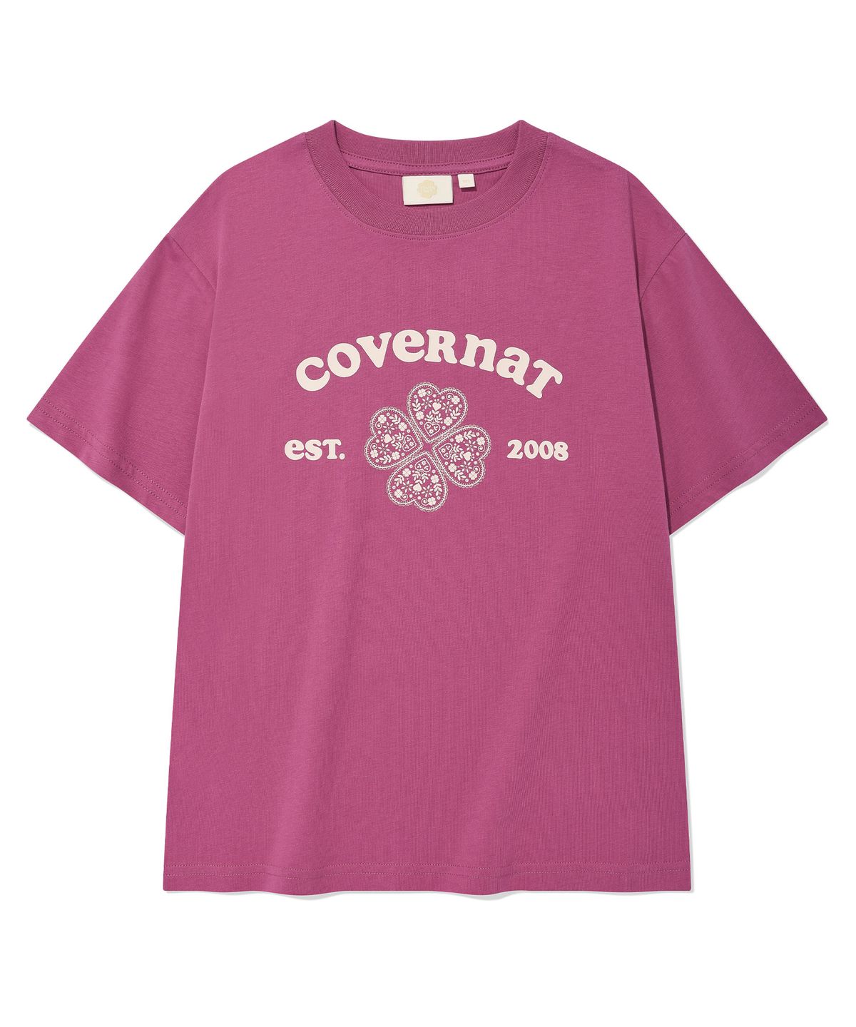 커버낫 우먼(COVERNAT WOMAN) 우먼 레귤러핏 아치 클로버하트 티셔츠 Magenta